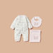 Juniors Floral Print Sleepsuit with Bib and Blanket-Clothes Sets-thumbnail-0