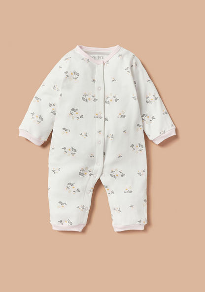 Juniors Floral Print Sleepsuit with Bib and Blanket-Clothes Sets-image-1