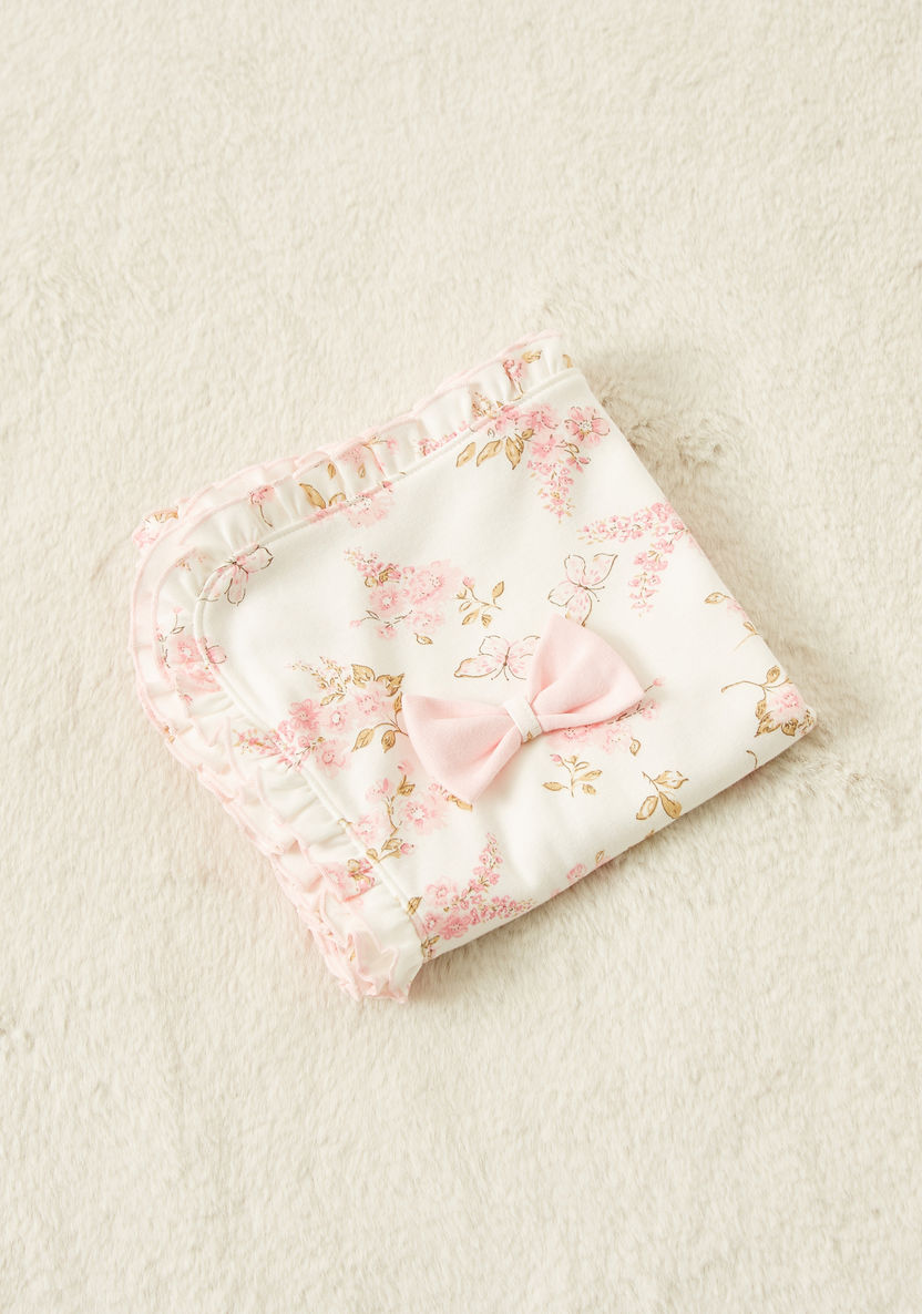 Juniors Butterfly and Floral Print Receiving Blanket - 78x78 cms-Receiving Blankets-image-3