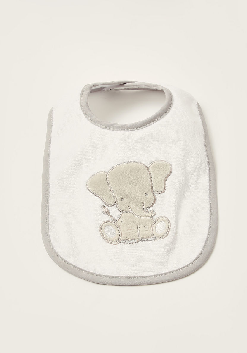 Juniors Elephant Embroidered Bib with Snap Closure - Set of 3-Bibs and Burp Cloths-image-5