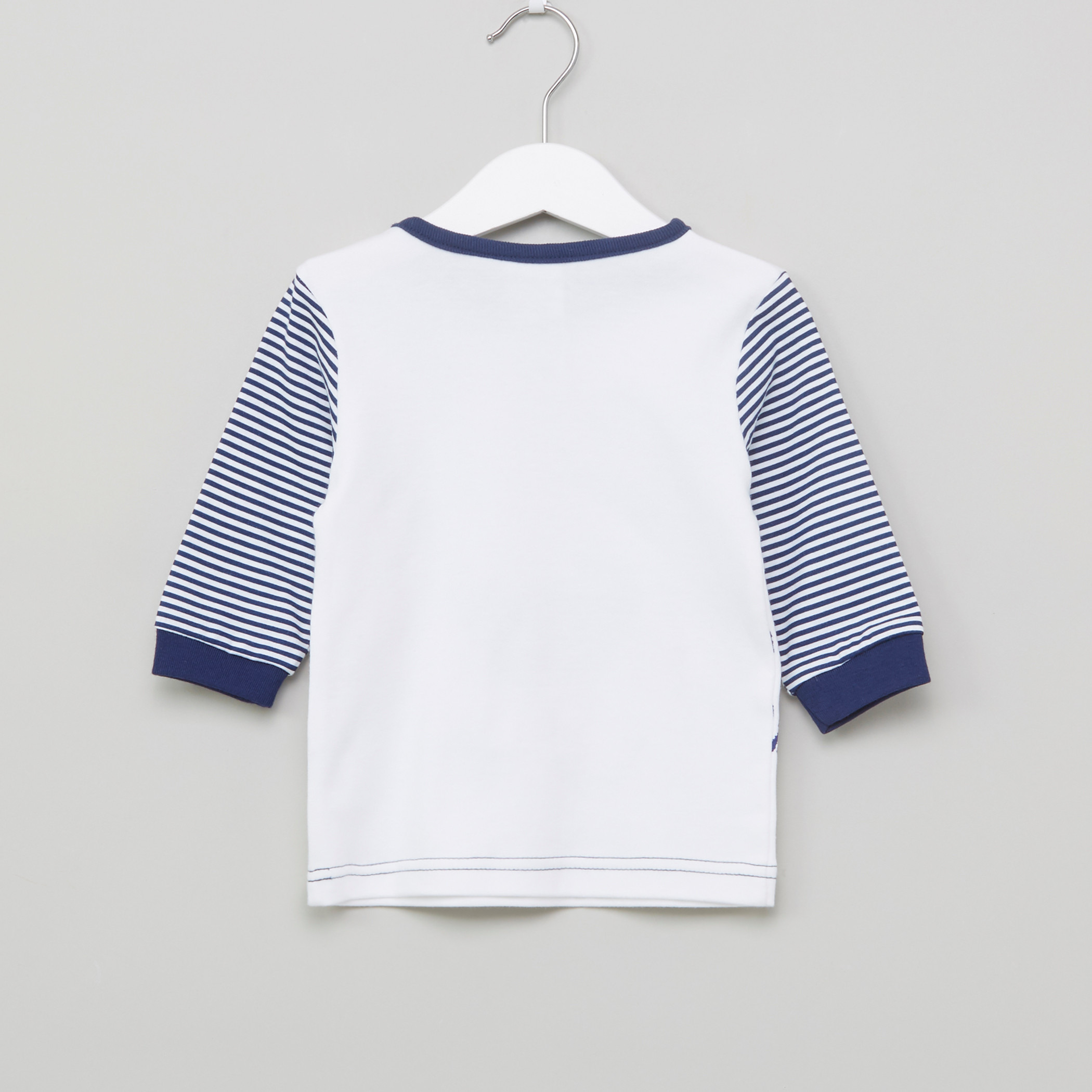 Juniors Printed Round Neck T-Shirt with Striped Jog Pants-baby-boys-clothing-nightwear-pyjamasets-image-4