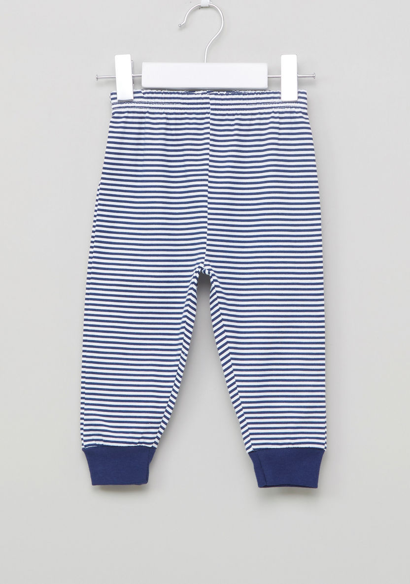 Juniors Printed Round Neck T-shirt with Striped Jog Pants-Pyjama Sets-image-4