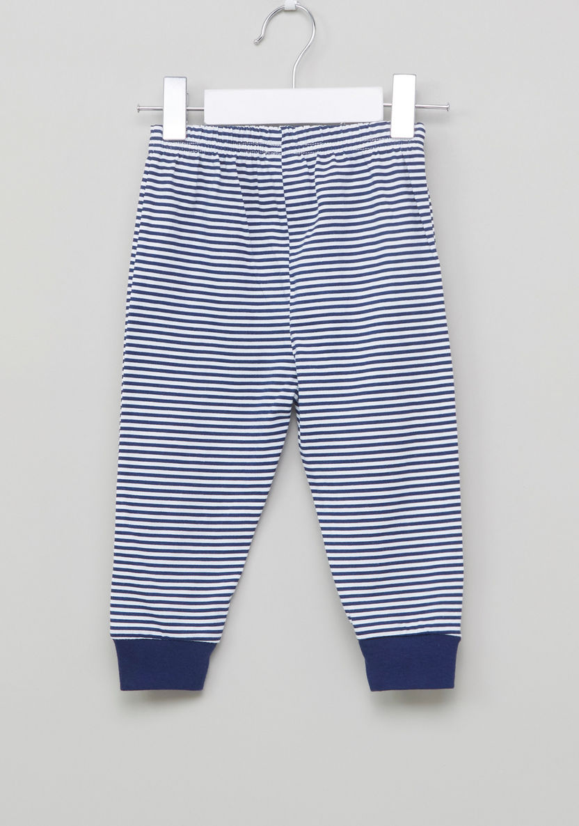 Juniors Printed Round Neck T-shirt with Striped Jog Pants-Pyjama Sets-image-6