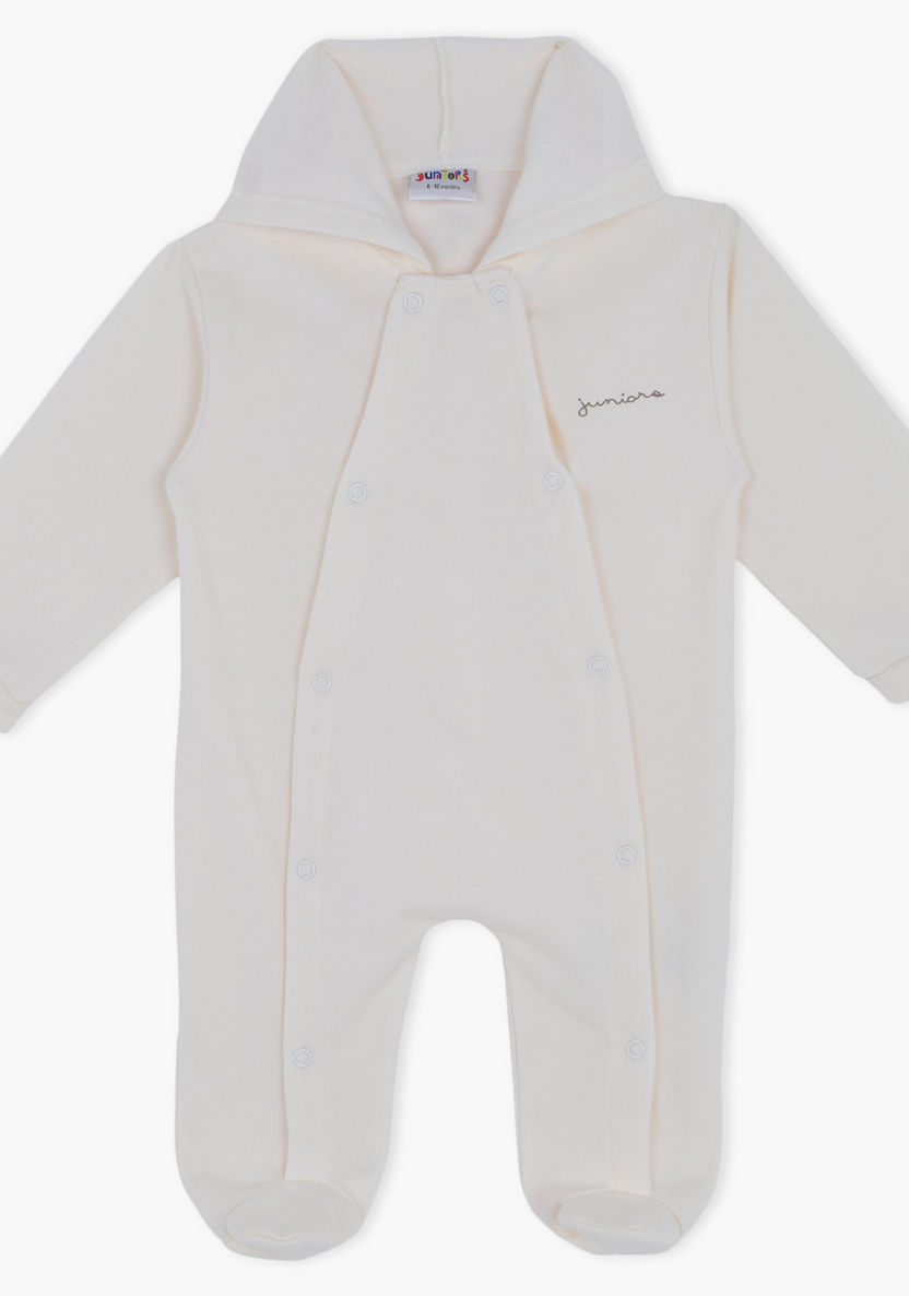 Juniors Solid Closed Feet Sleepsuit with Long Sleeves and Hood-Sleepsuits-image-0