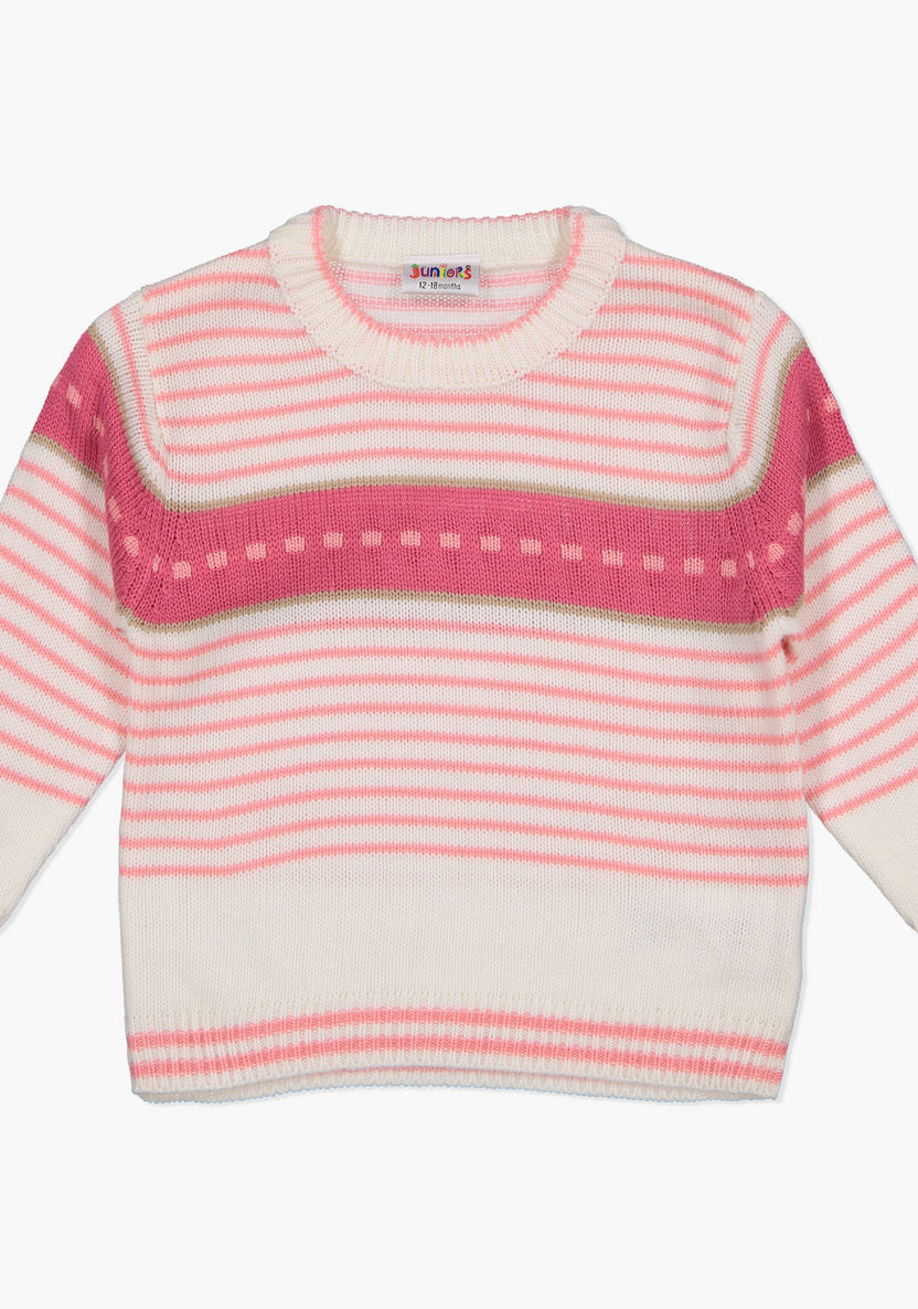 Juniors Striped Sweater with Long Sleeves-Sweaters and Cardigans-image-0