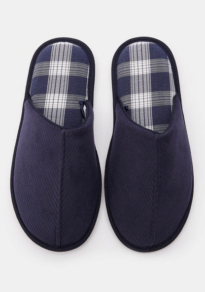 Checked Slip-On Bedroom Slides-Men%27s Bedrooms Slippers-image-3