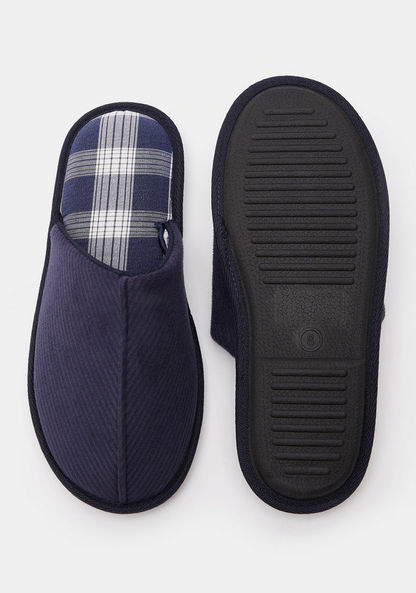 Checked Slip-On Bedroom Slides-Men%27s Bedrooms Slippers-image-5