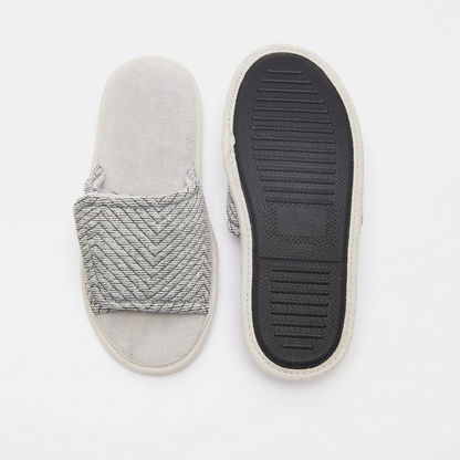 Textured Open Toe Slip-On Bedroom Slippers