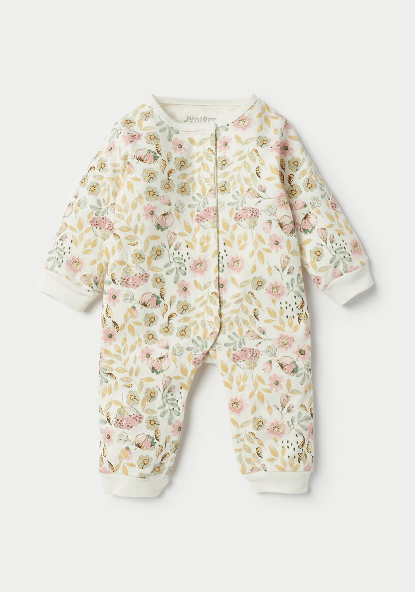 Juniors 3-Piece Floral Print Sleepsuit and Bib Set-Clothes Sets-image-1