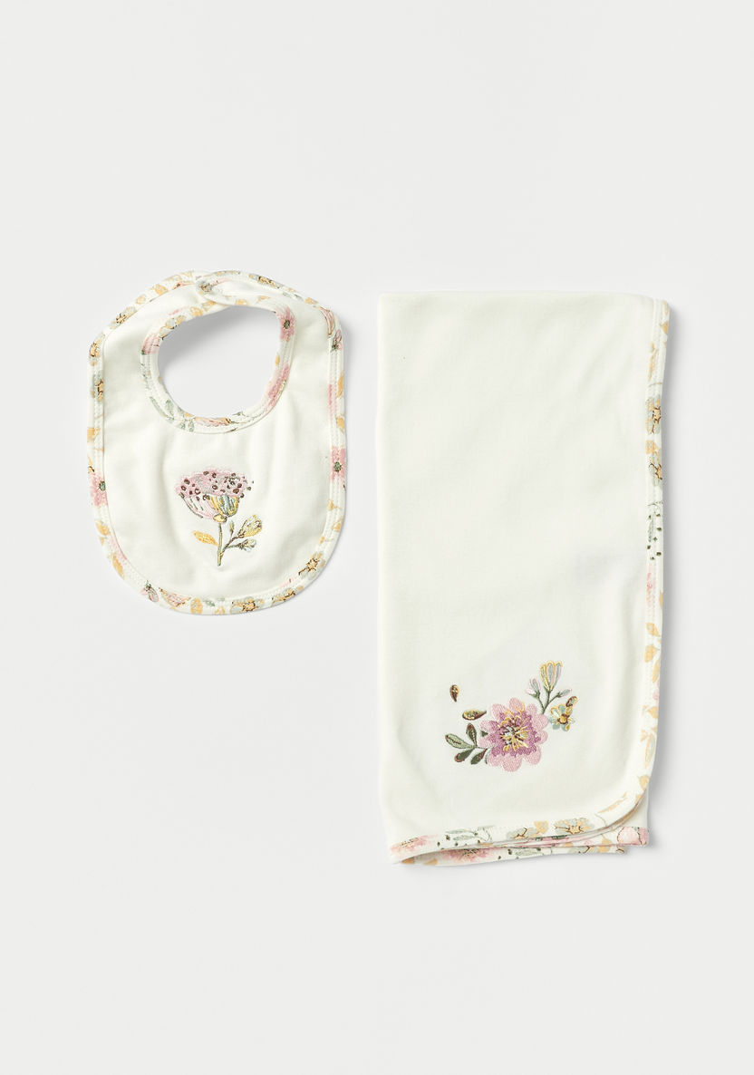 Juniors 3-Piece Floral Print Sleepsuit and Bib Set-Clothes Sets-image-2