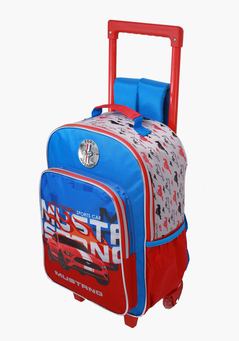 Mustang Printed Trolley Backpack - 14 inches-Trolleys-image-2