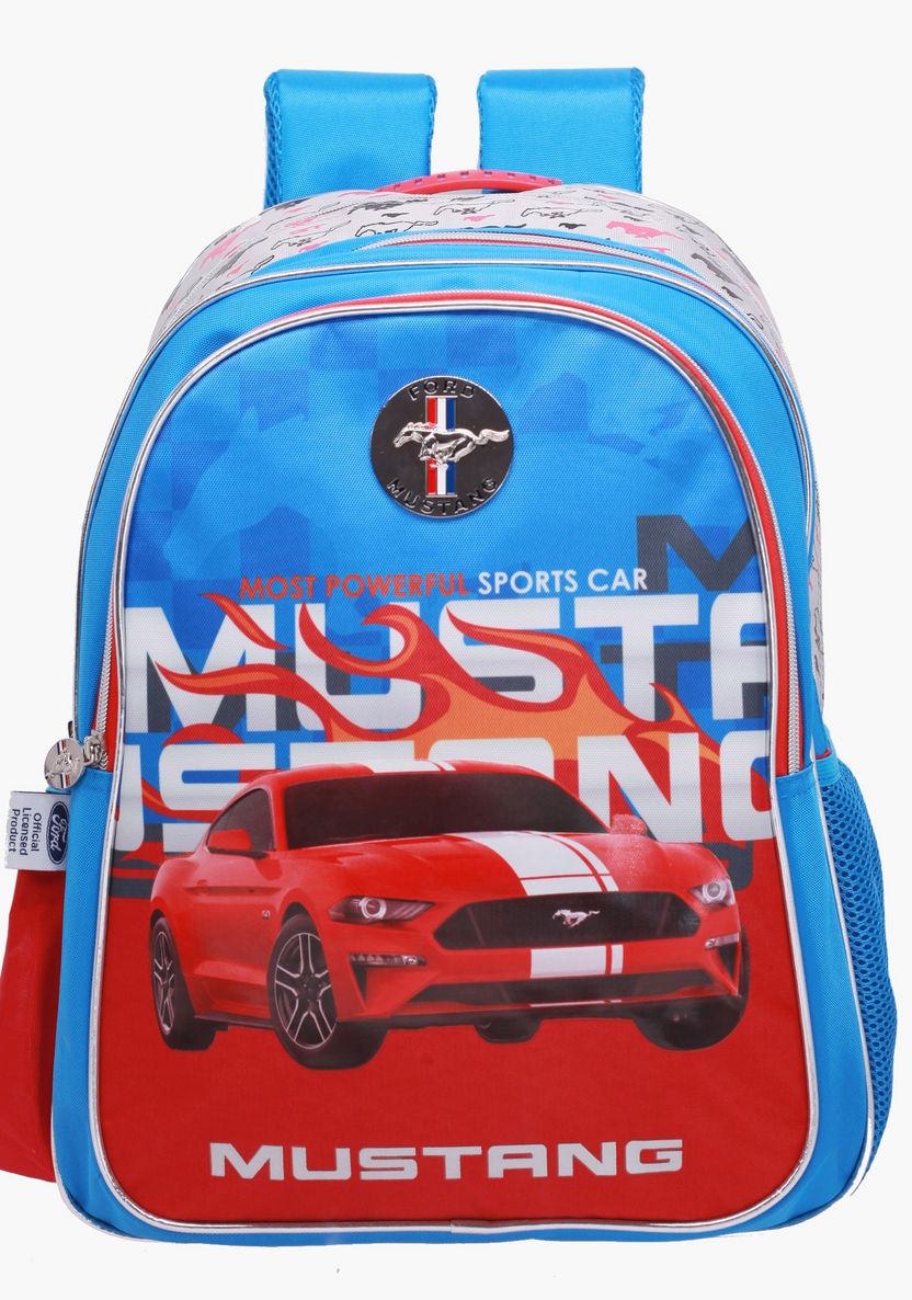Mustang Printed Backpack - 18 inches-Backpacks-image-0