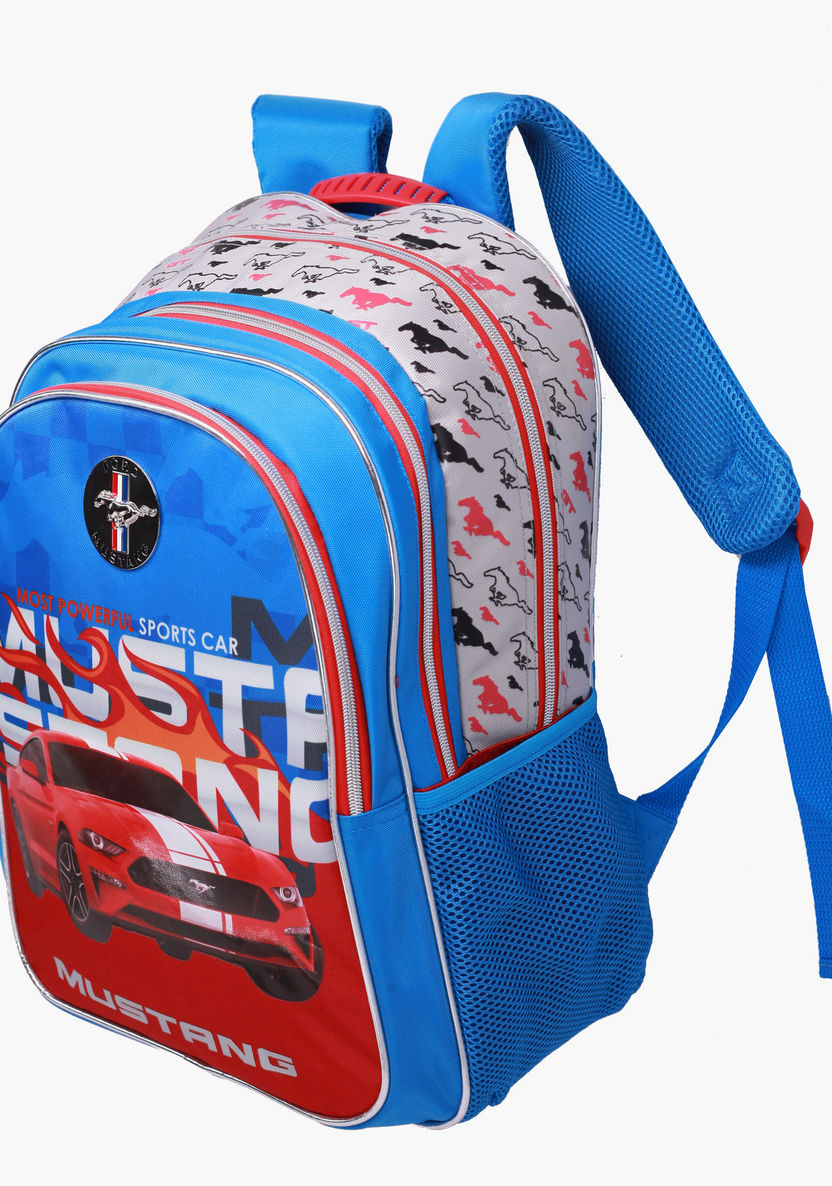 Mustang Printed Backpack - 18 inches-Backpacks-image-2