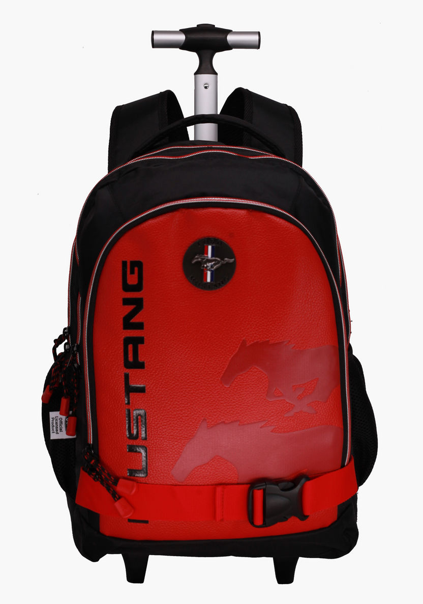 Mustang Printed Trolley Backpack - 18 inches-Trolleys-image-0