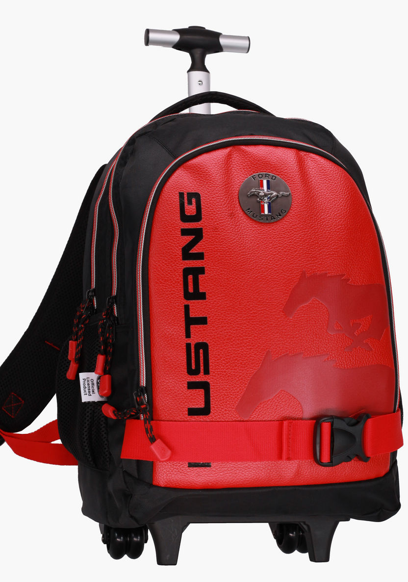 Mustang Printed Trolley Backpack - 18 inches-Trolleys-image-1