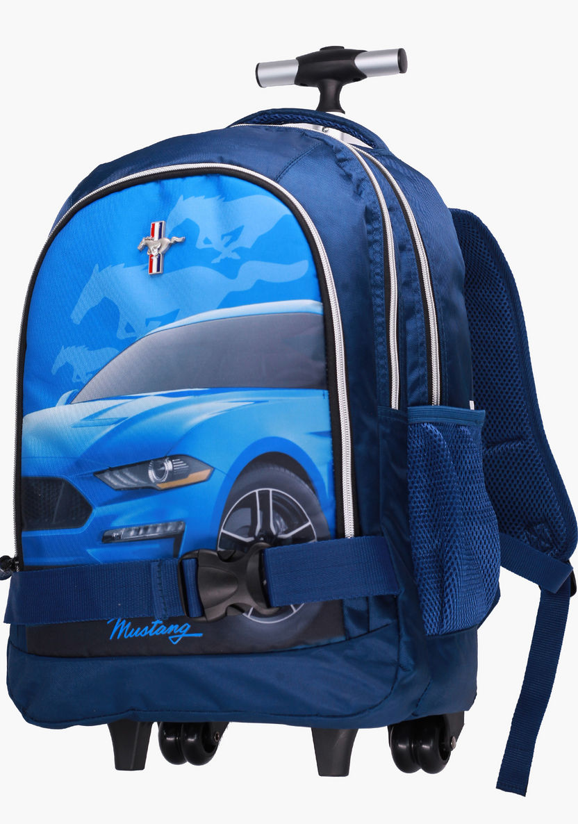 Mustang Printed Trolley Backpack - 18 inches-Trolleys-image-2