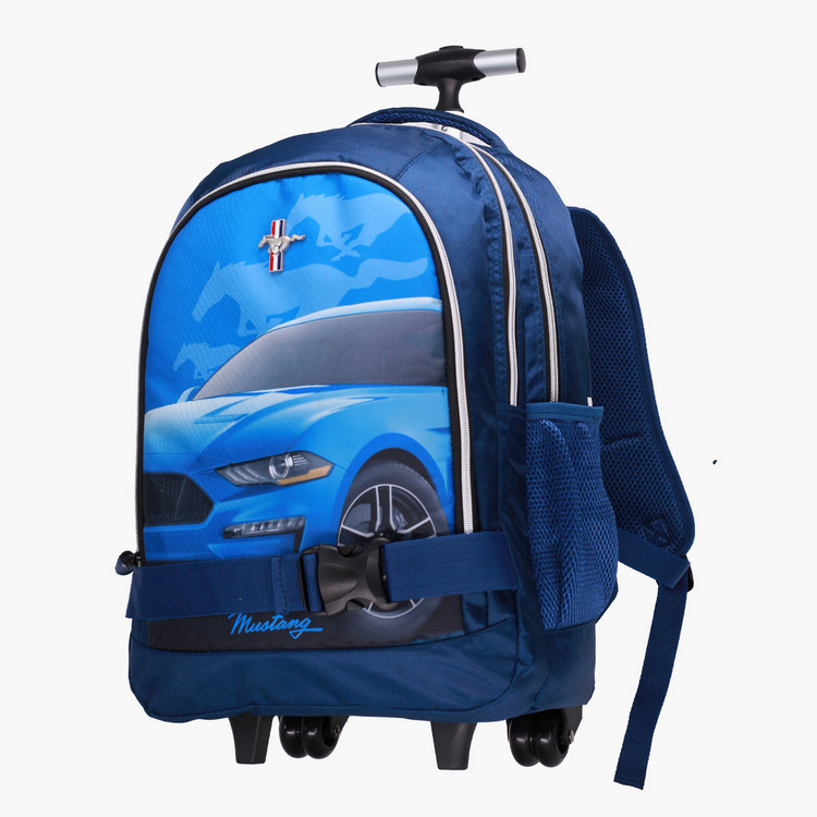 Mustang Printed Trolley Backpack - 18 inches