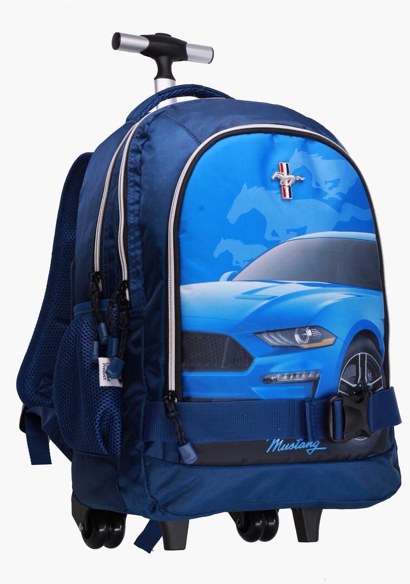 Mustang Printed Trolley Backpack - 18 inches-Trolleys-image-3