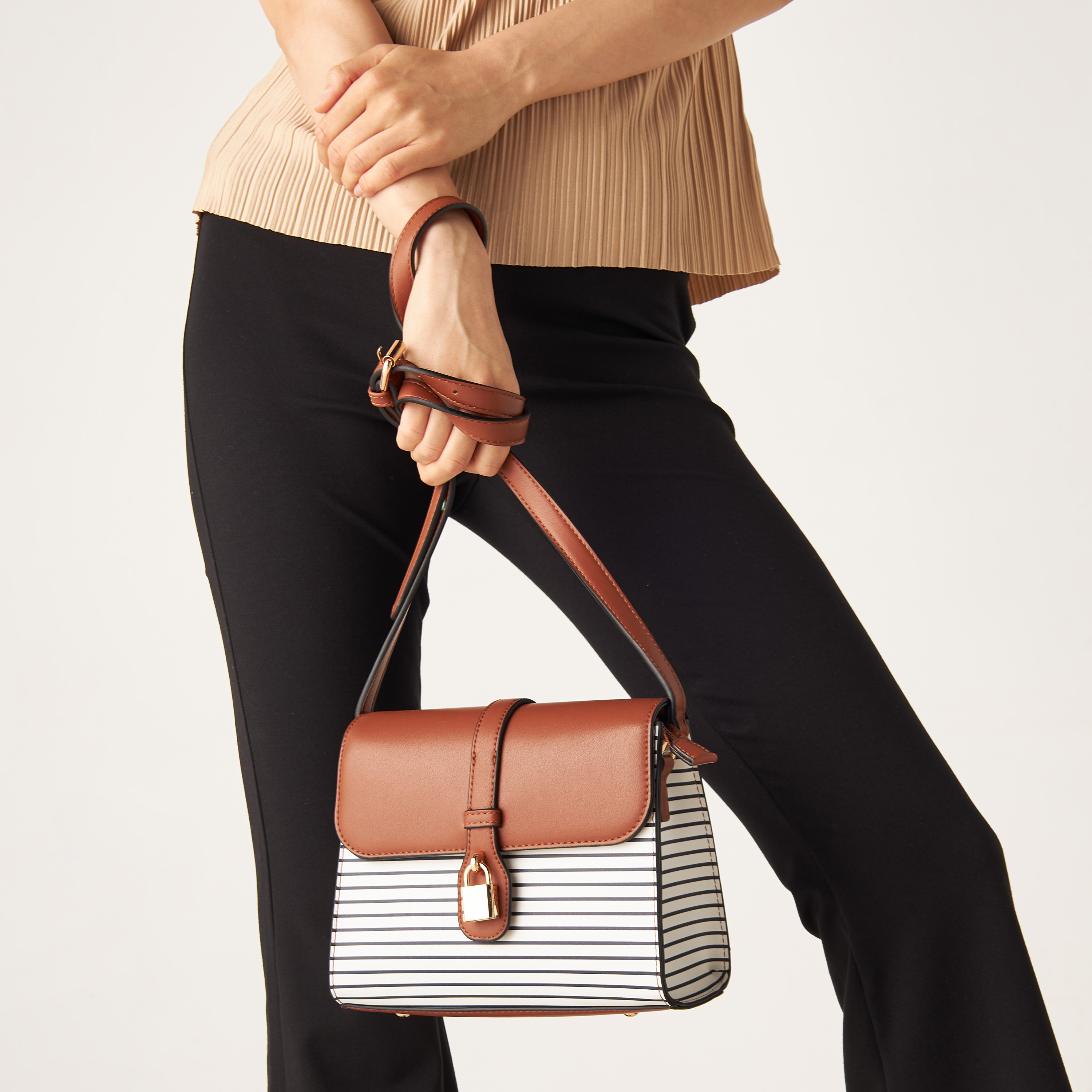 Striped crossbody outlet bag