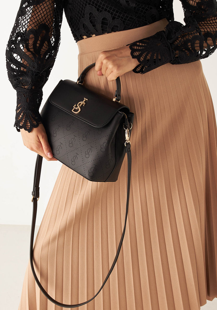 Jane Shilton Perforated Satchel Bag with Detachable Strap and Handle-Women%27s Handbags-image-0