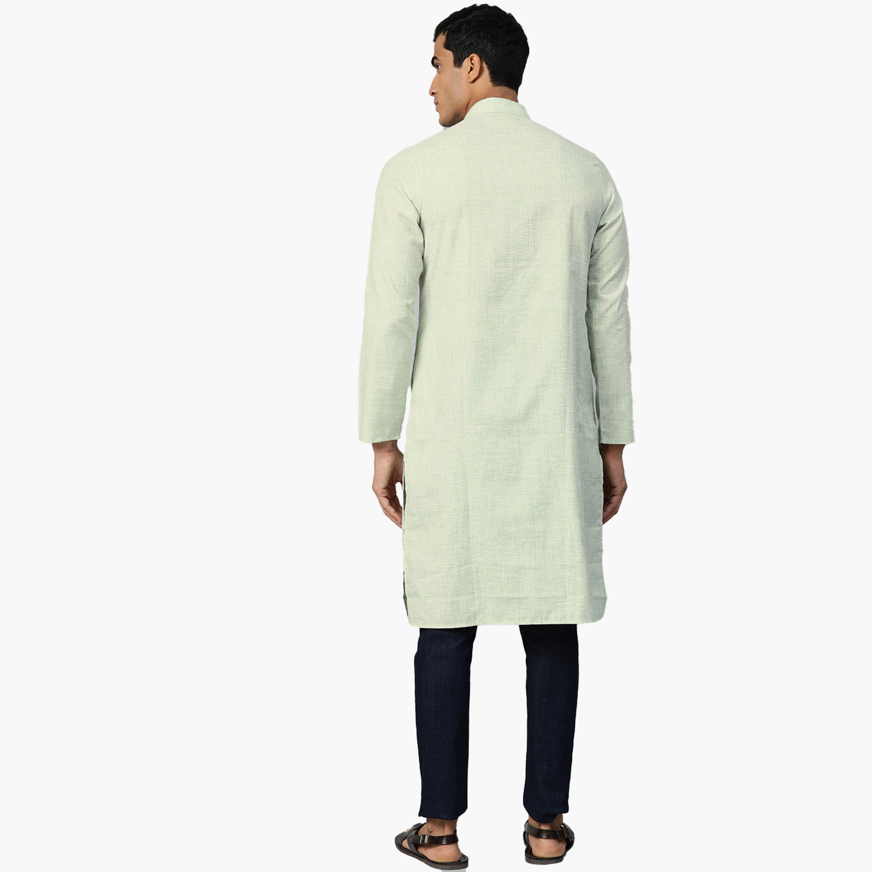 Manthan Self Design Cotton Mandarin Collar Kurta with Button Closure-men-clothing-ethnicwear-kurtas-image-6