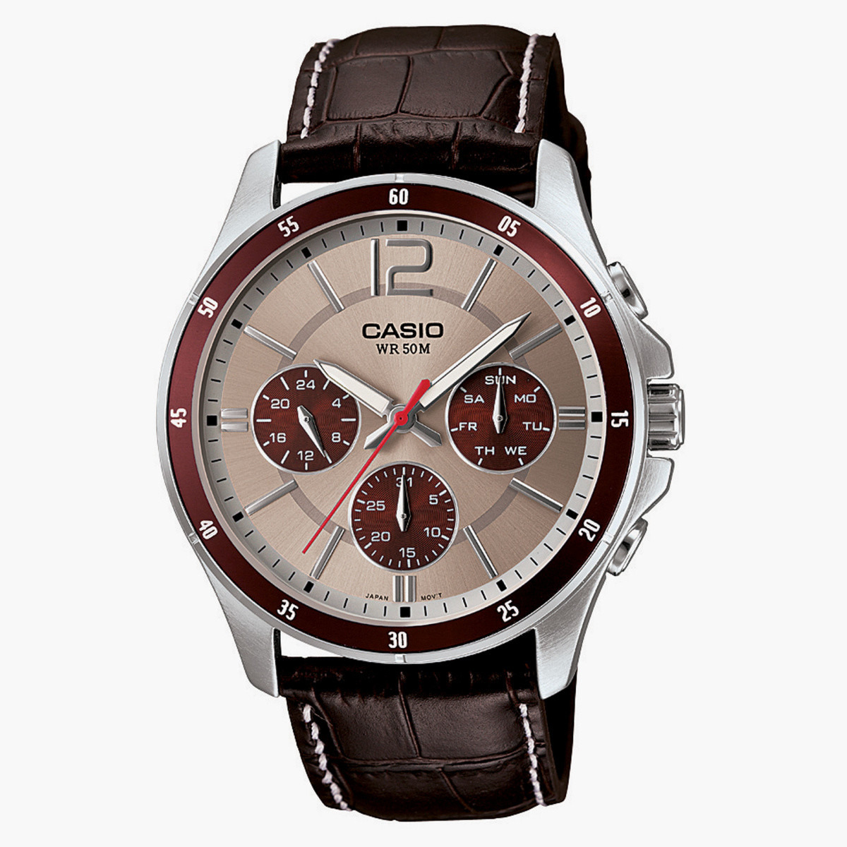 Casio men's leather store strap watches