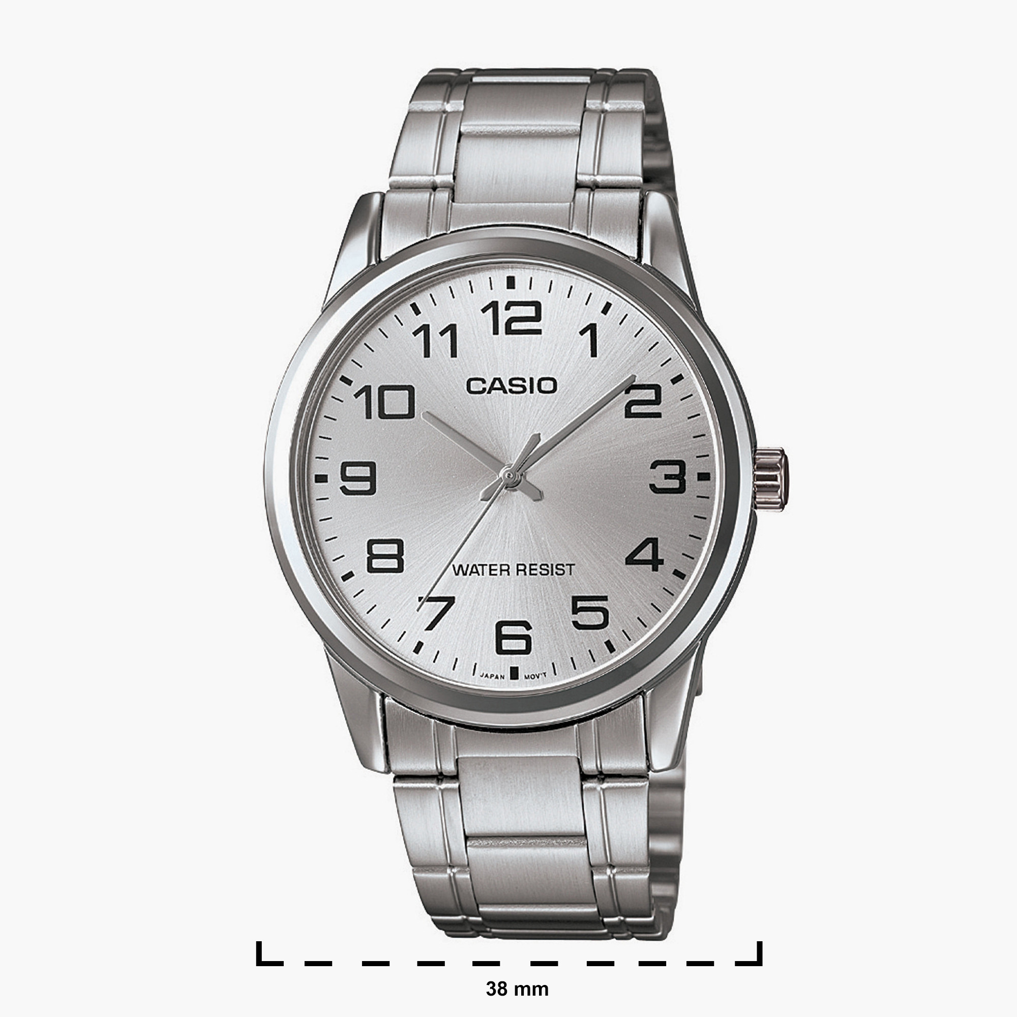 Casio Men's Silver Analog Metal Strap Watch MTP-V001D-7BUDF | 38 MM-men-watchesandjewellery-watches-image-2