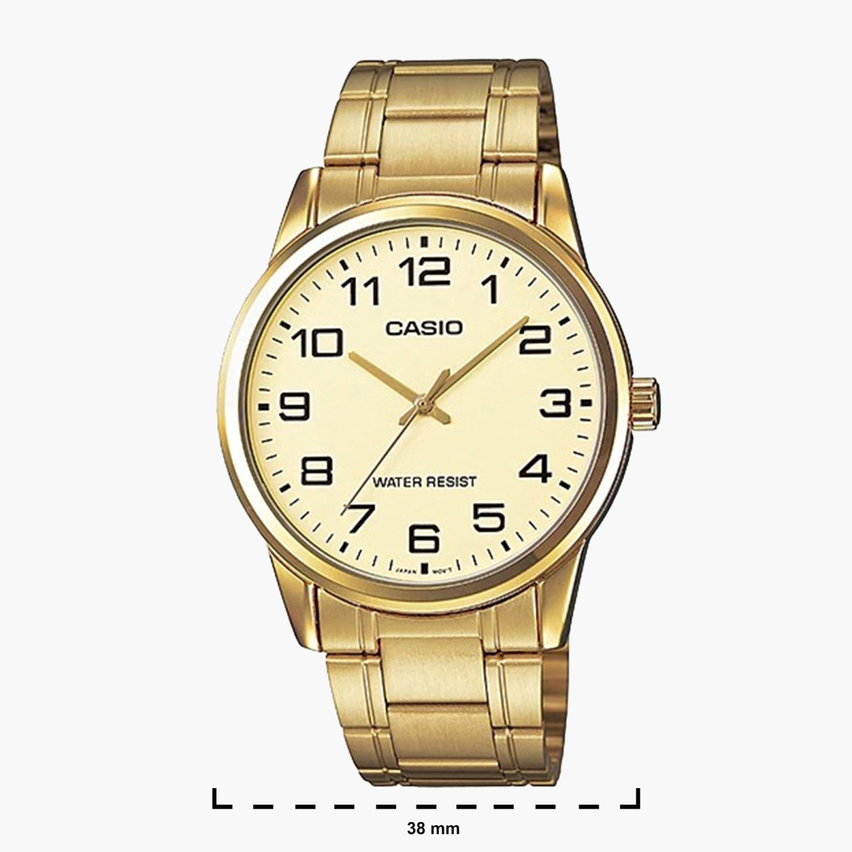 Casio Men's Gold Analog Metal Strap Watch MTP-V001G-9BUDF | 38 MM-men-watchesandjewellery-watches-image-2