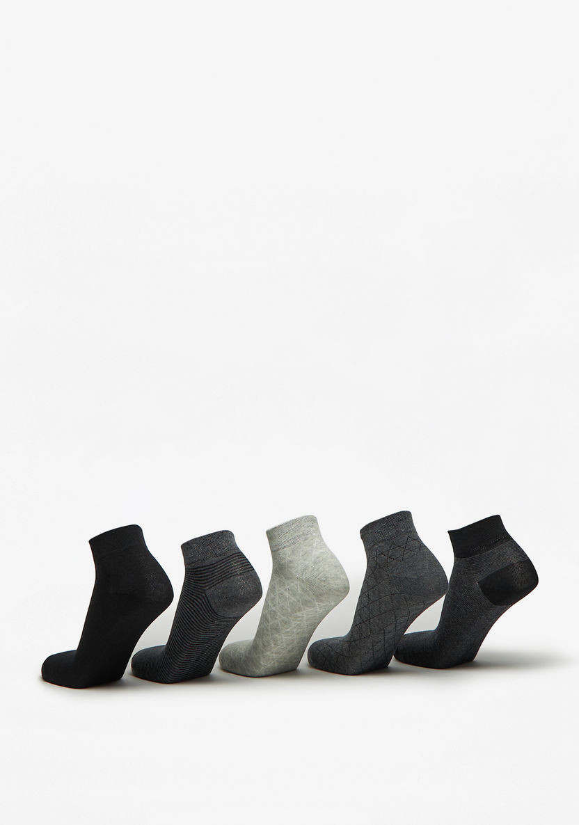 Duchini Textured Ankle Length Socks - Set of 5-Men%27s Socks-image-2