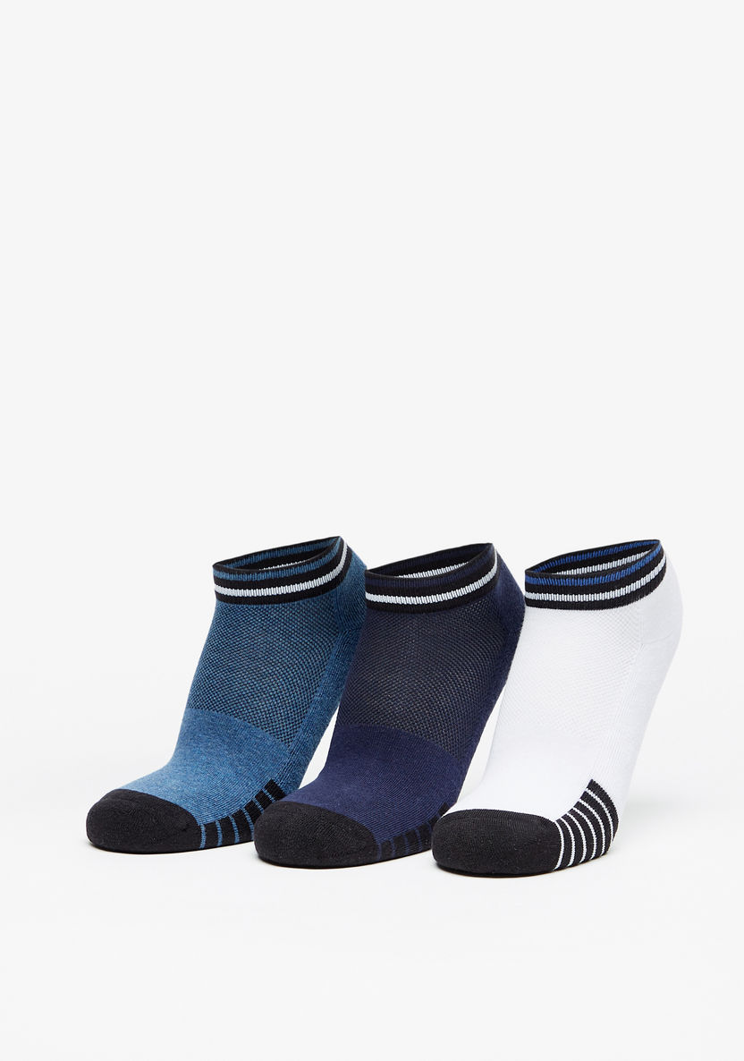 Dash Stripe Detail Ankle Length Sports Socks - Set of 3-Men%27s Socks-image-0