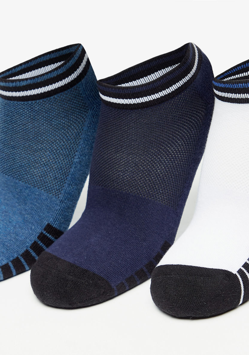 Dash Stripe Detail Ankle Length Sports Socks - Set of 3-Men%27s Socks-image-1