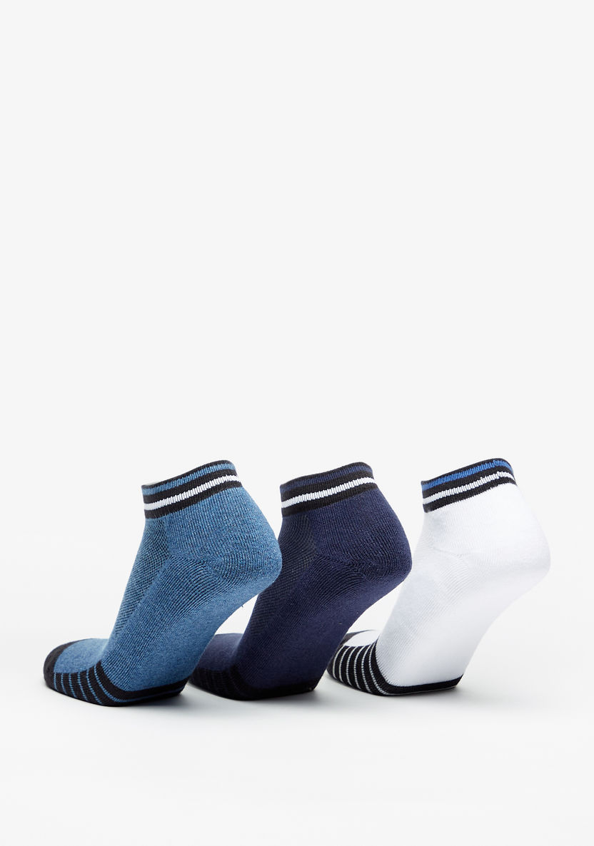 Dash Stripe Detail Ankle Length Sports Socks - Set of 3-Men%27s Socks-image-2