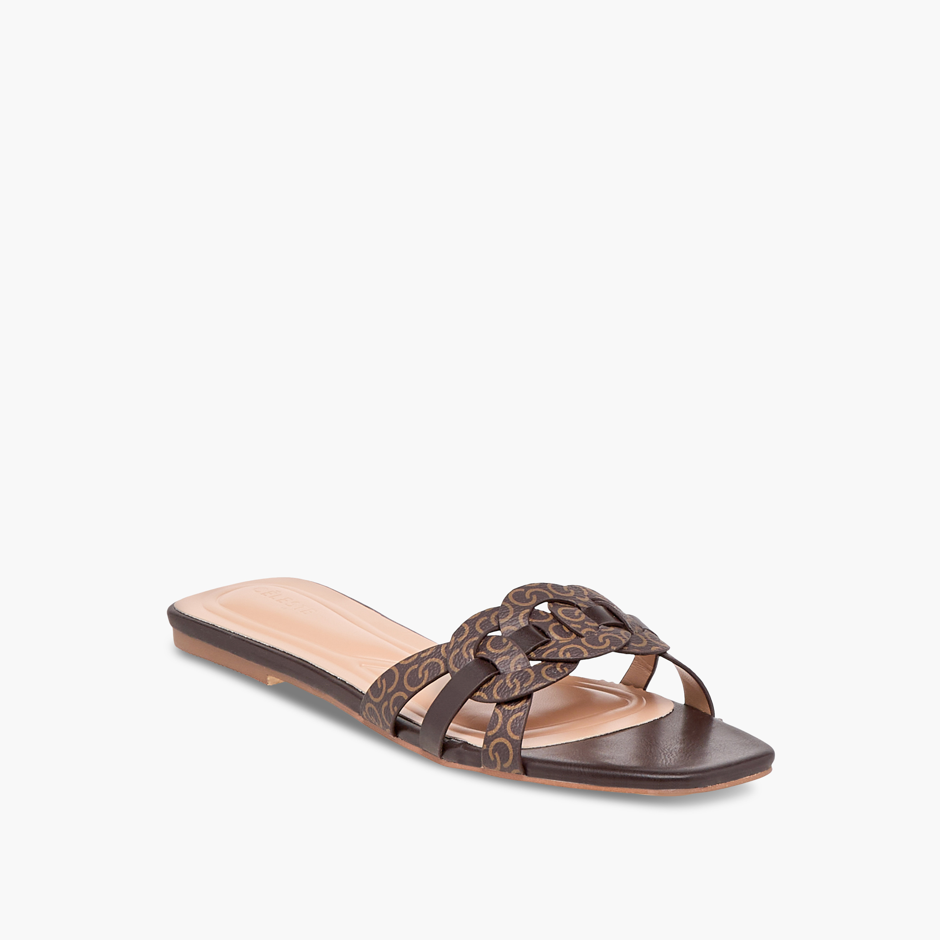 Celeste Women's Monogram Print Slip-On Flat Sandals-women-shoes-flats-sandals-image-2