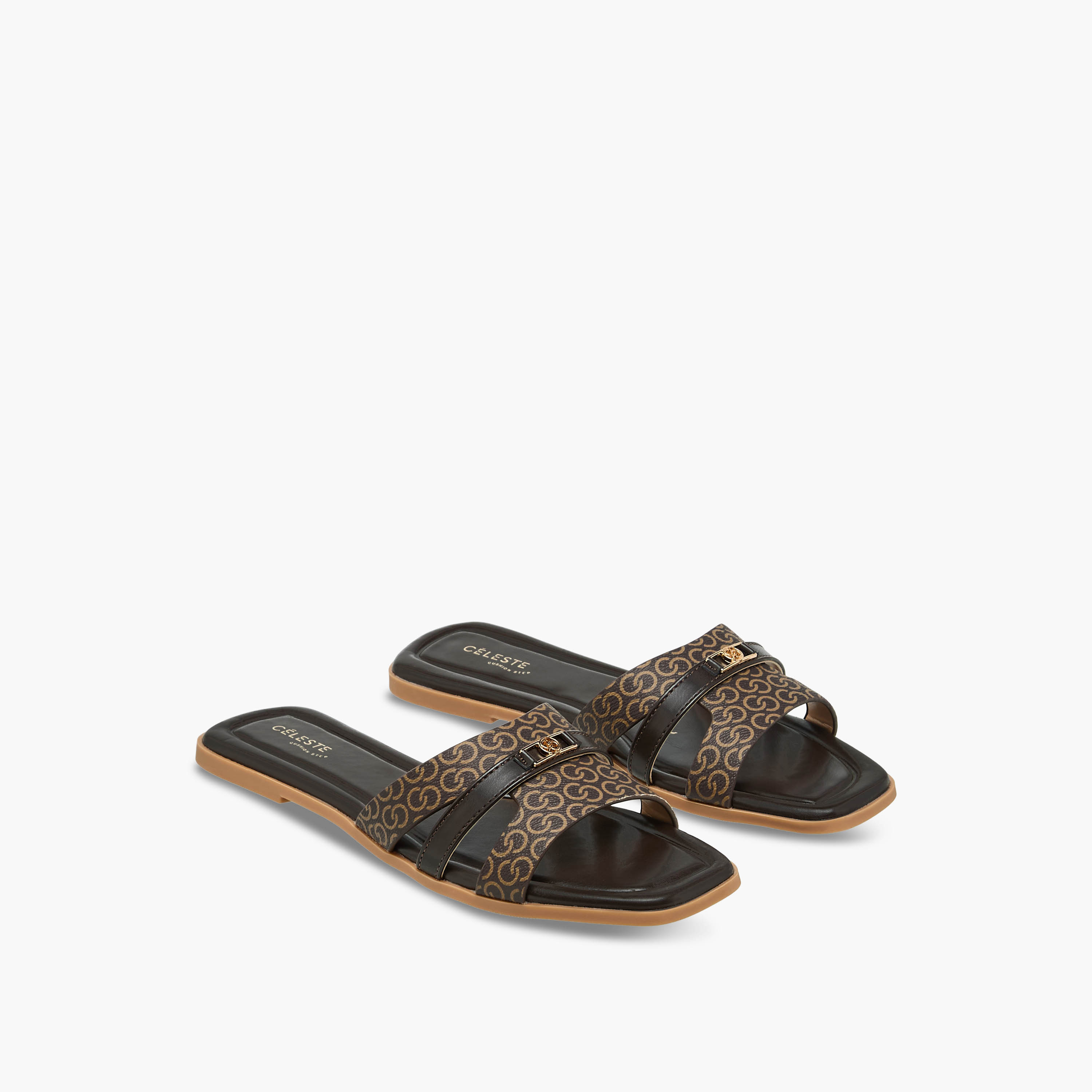 صندل مسطح بطبعات مونوجرام للنساء من سيليست-women-shoes-flats-sandals-image-1