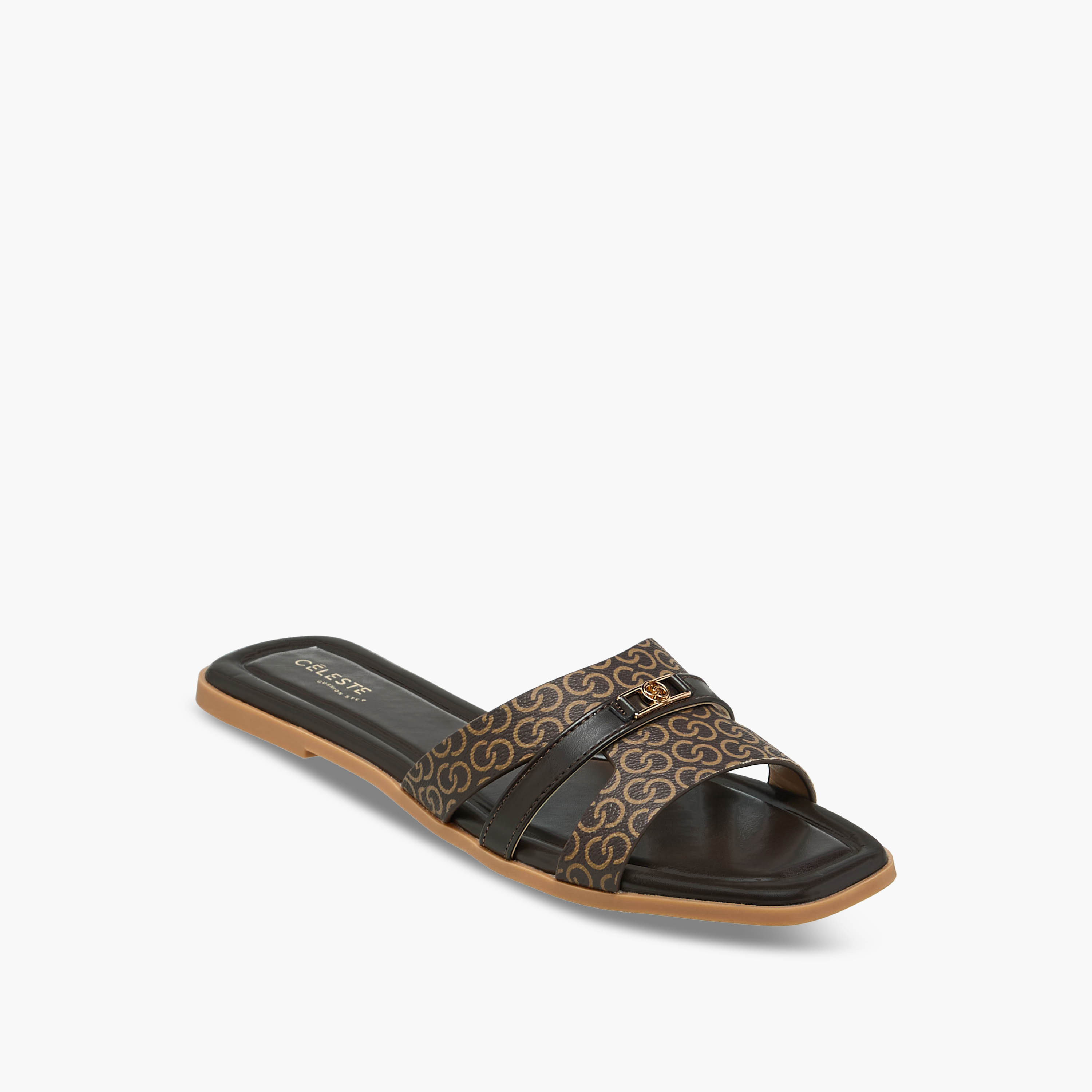 صندل مسطح بطبعات مونوجرام للنساء من سيليست-women-shoes-flats-sandals-image-2