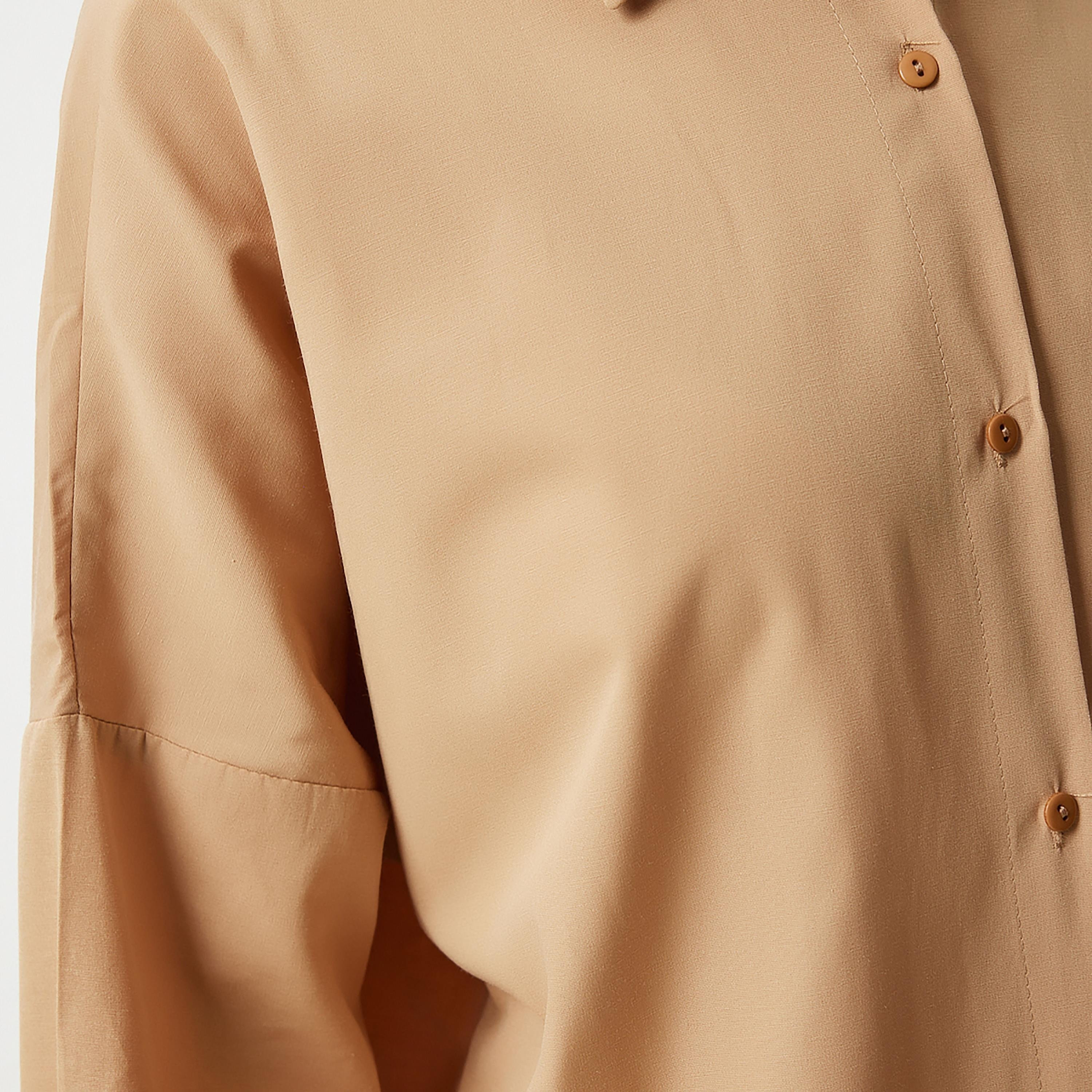 سعادة إسطنبول أكمام منسدلة بياقة قميص نسائي بيج-women-clothing-shirtsandblouses-shirts-image-5