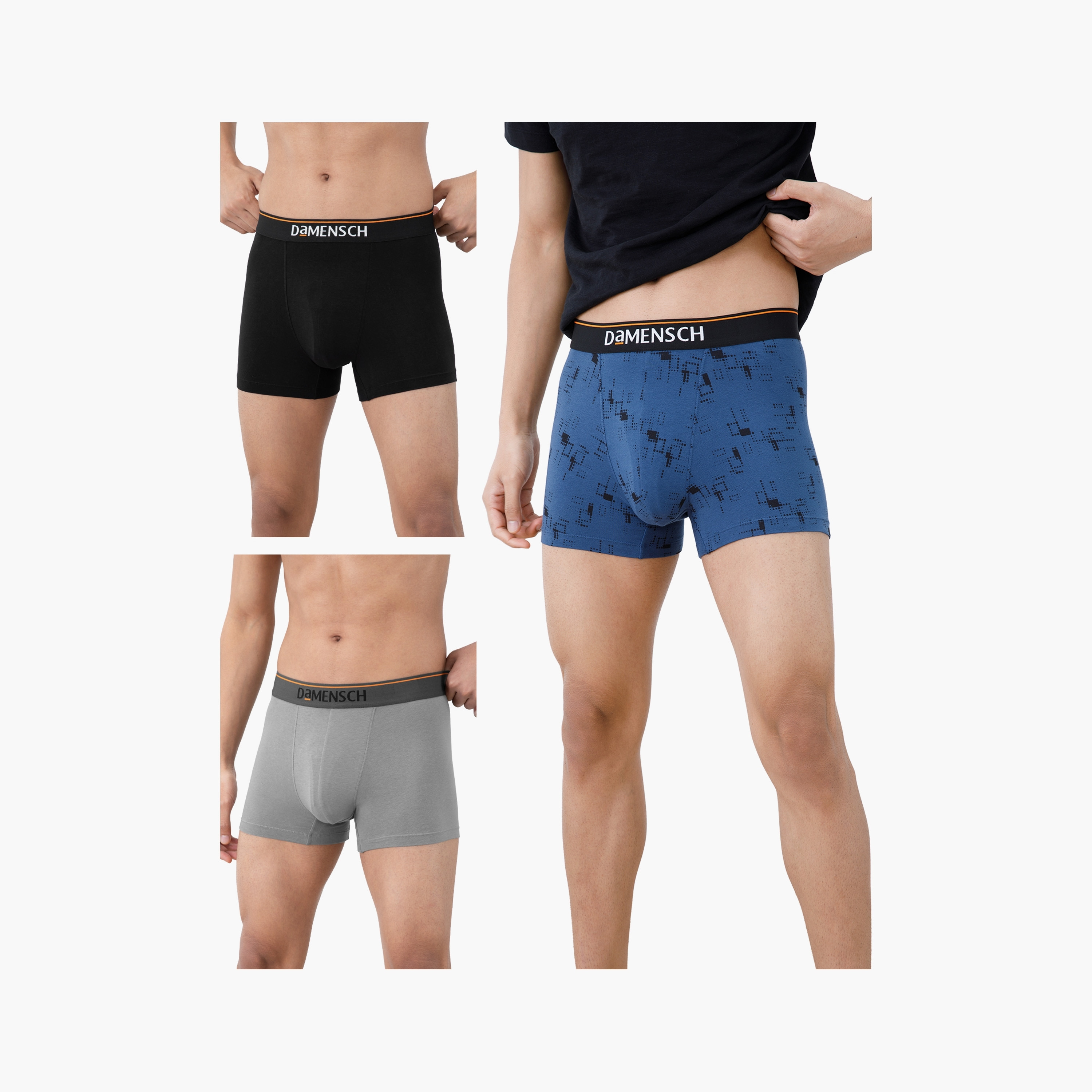 Damensch Pack of 3 Plain and Printed Deo-Cotton Deodorizing Trunks-men-clothing-innerwear-underwear-image-2