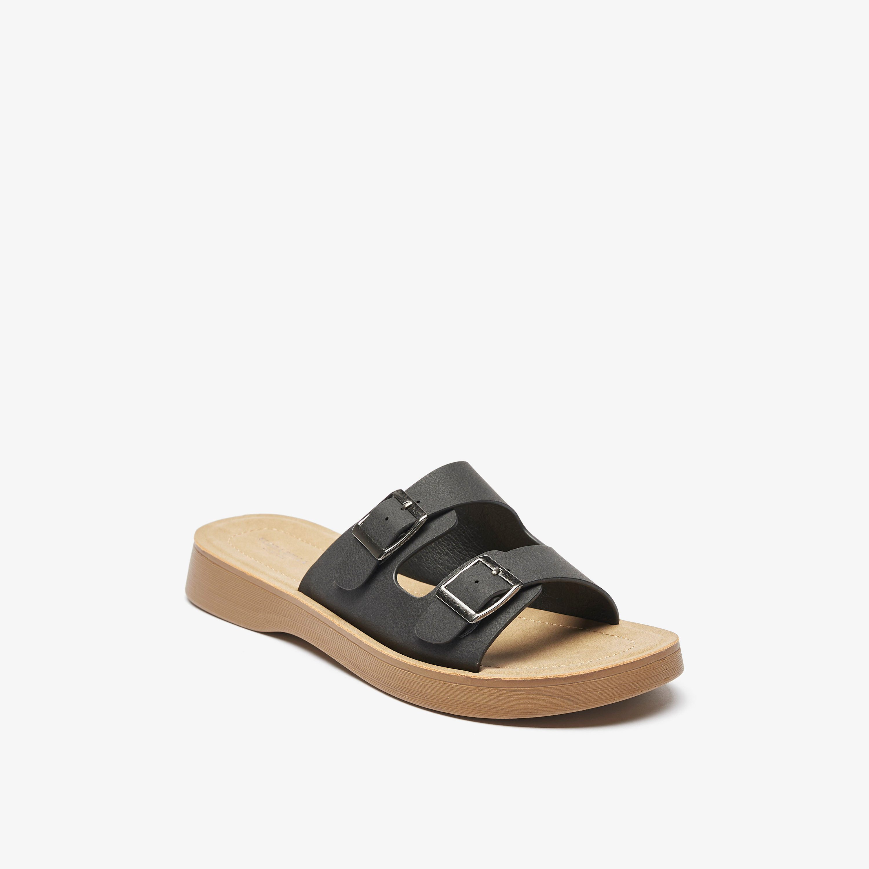 Buckle Accent Slip-On Sandals with Dual Straps-women-shoes-flats-sandals-image-6