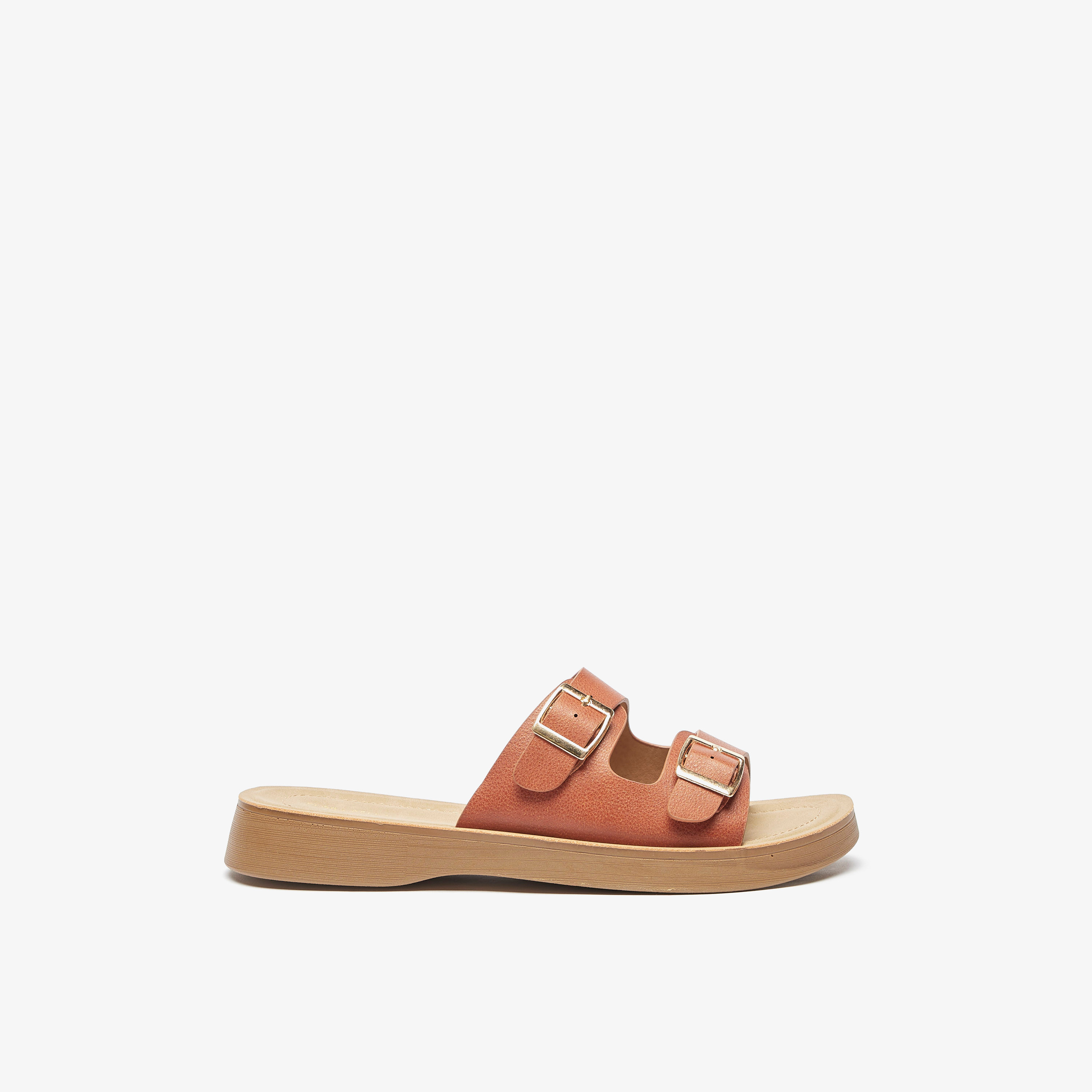 Buckle Accent Slip-On Sandals with Dual Straps-women-shoes-flats-sandals-image-3