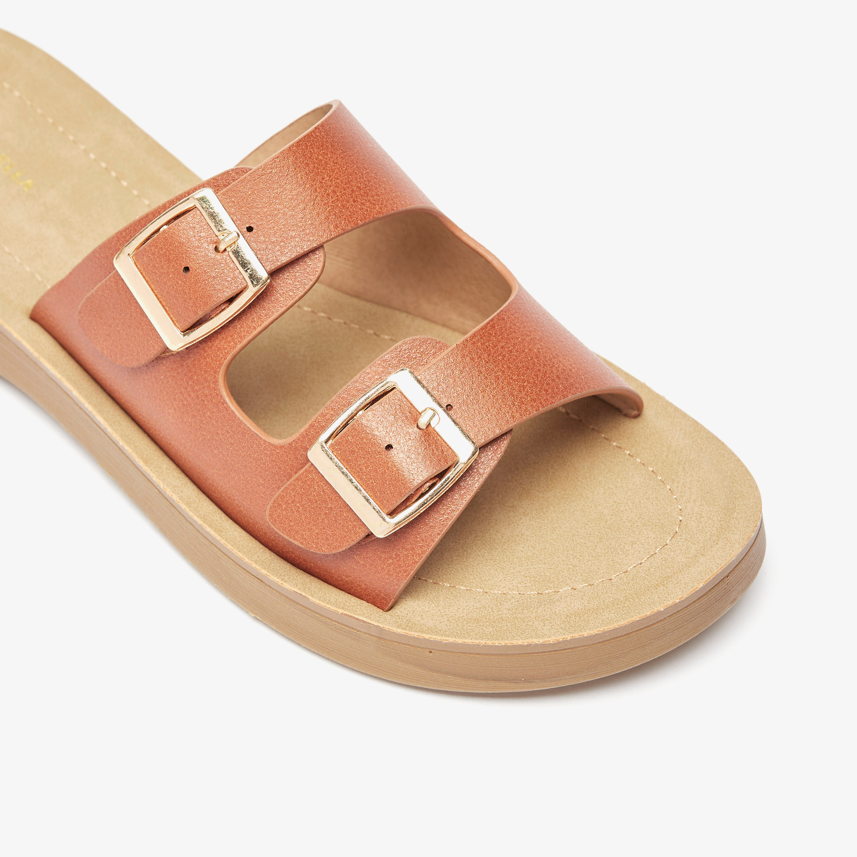 Buckle Accent Slip-On Sandals with Dual Straps-women-shoes-flats-sandals-image-5