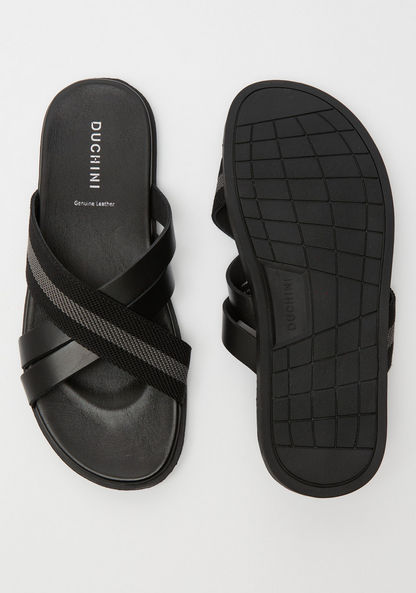 Duchini Men's Solid Cross Strap Slip-On Sandals-Men%27s Sandals-image-4