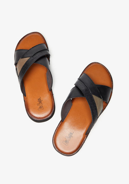 Lee Cooper Men's Solid Slip-On Cross Strap Sandals