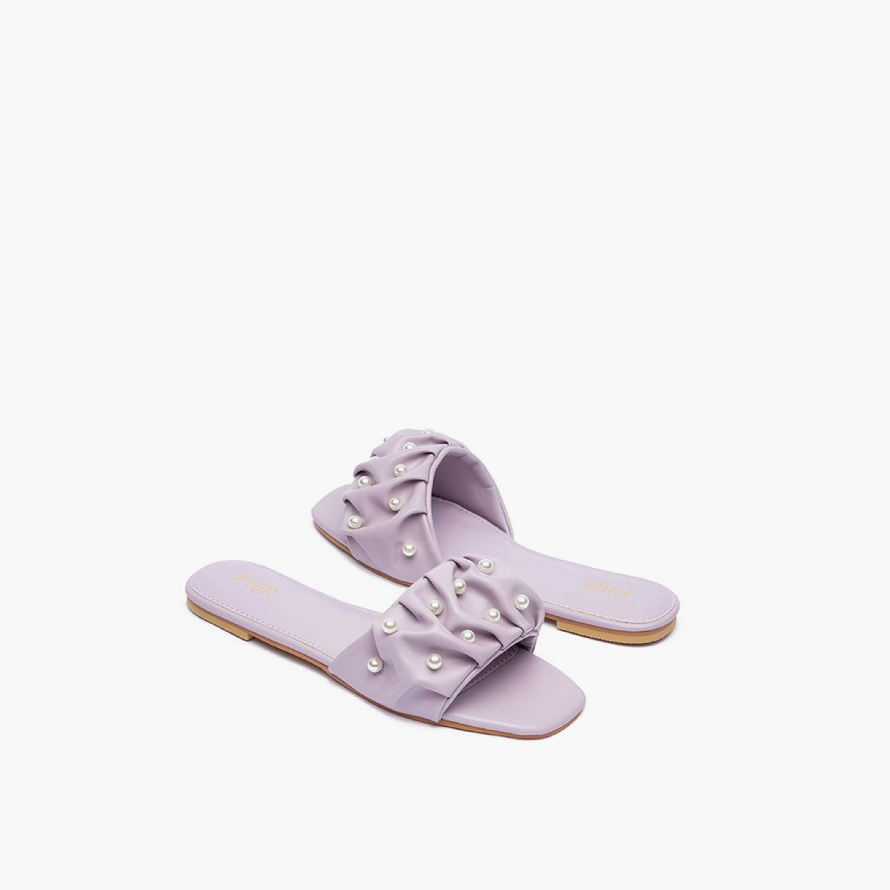 FYOR Slip-On Flat Women Pearls Detail Sandals | MY 204-women-shoes-sandals-flats-image-3