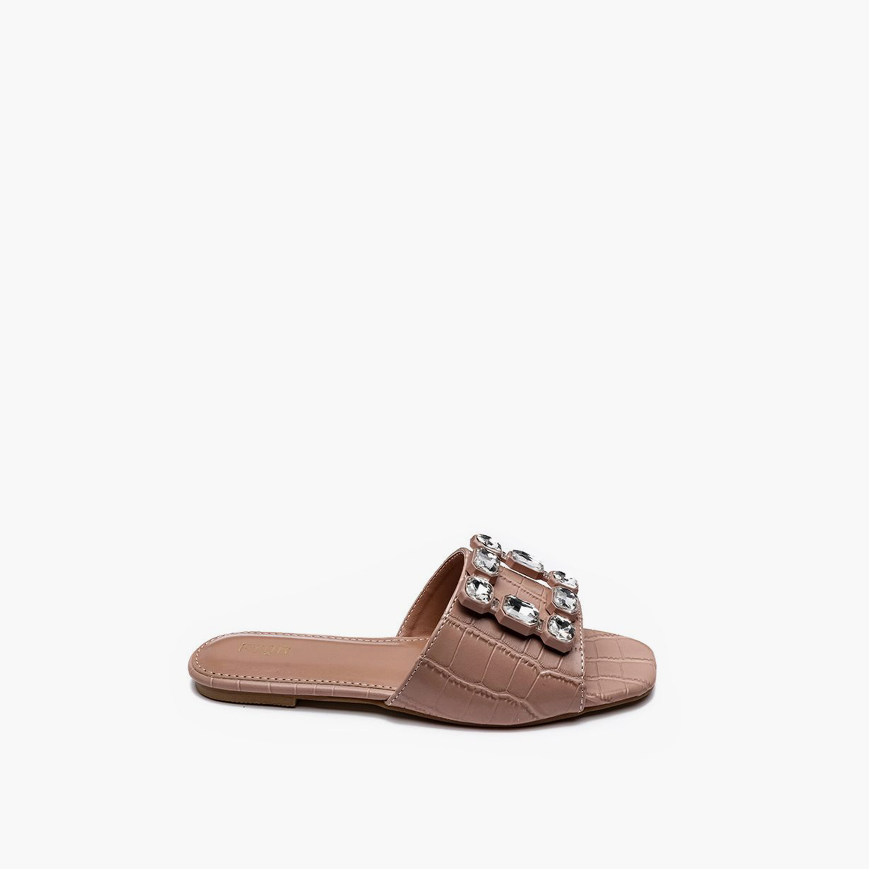 FYOR Slip-On Flat Women Rhinestone Embellished Sandals | MY 223-women-shoes-sandals-flats-image-1