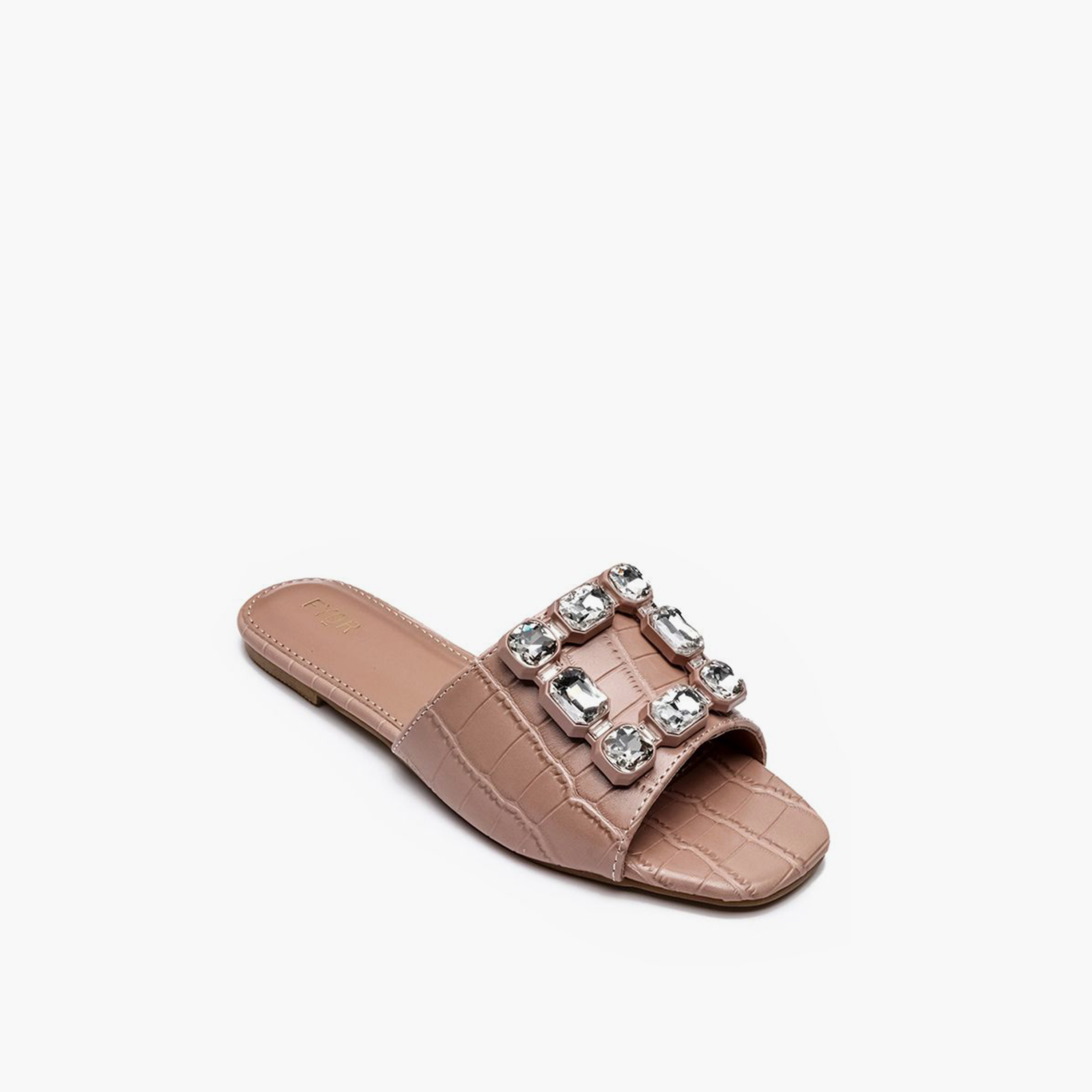 FYOR Slip-On Flat Women Rhinestone Embellished Sandals | MY 223-women-shoes-sandals-flats-image-2