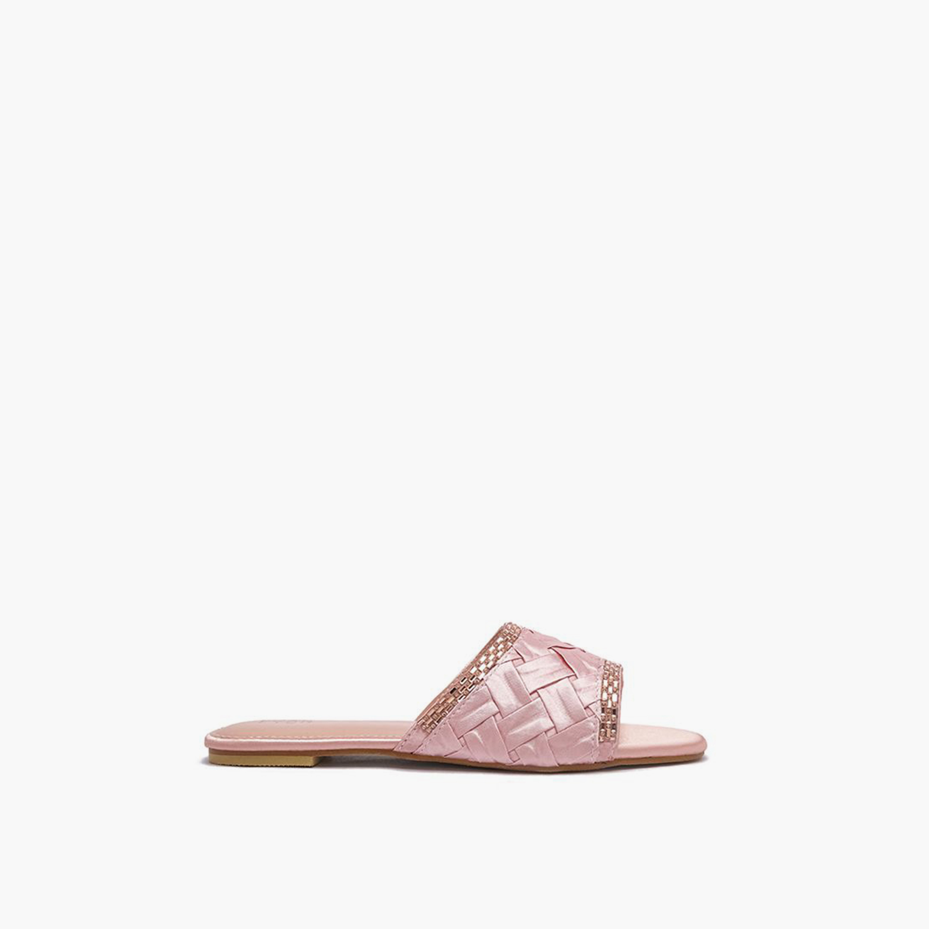 FYOR Slip-On Flat Women Mirror Embellished Sandals | MY 263-women-shoes-sandals-flats-image-1