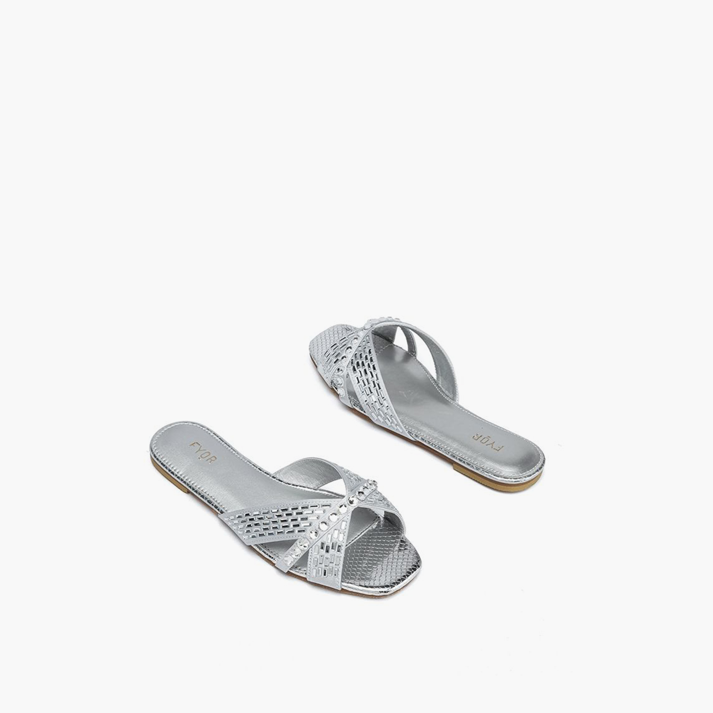 FYOR Slip-On Flat Women Crystal Embellished Sandals | MY 326-women-shoes-sandals-flats-image-3