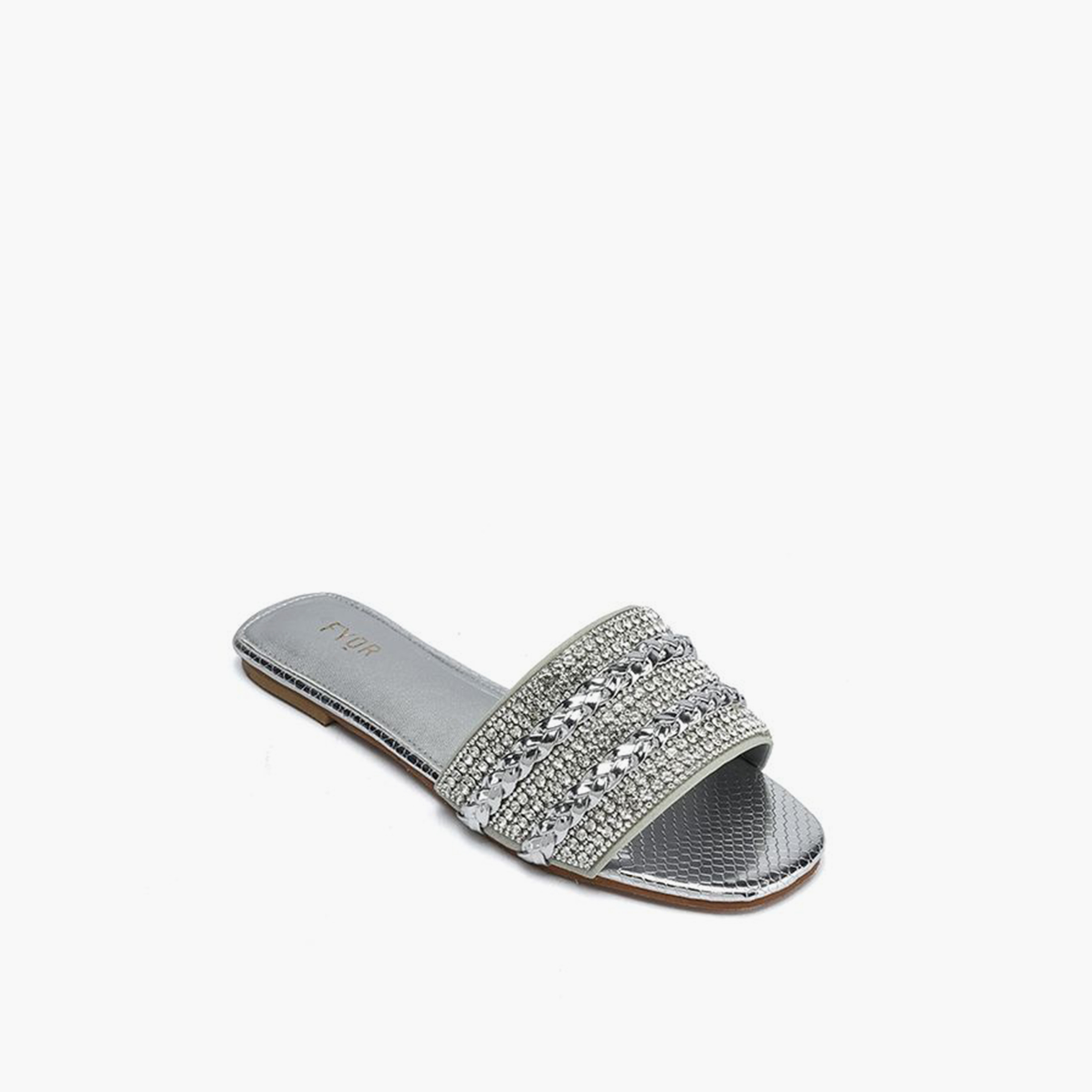 FYOR Slip-On Flat Women Crystal Embellished Sandals | MY 334-women-shoes-sandals-flats-image-2