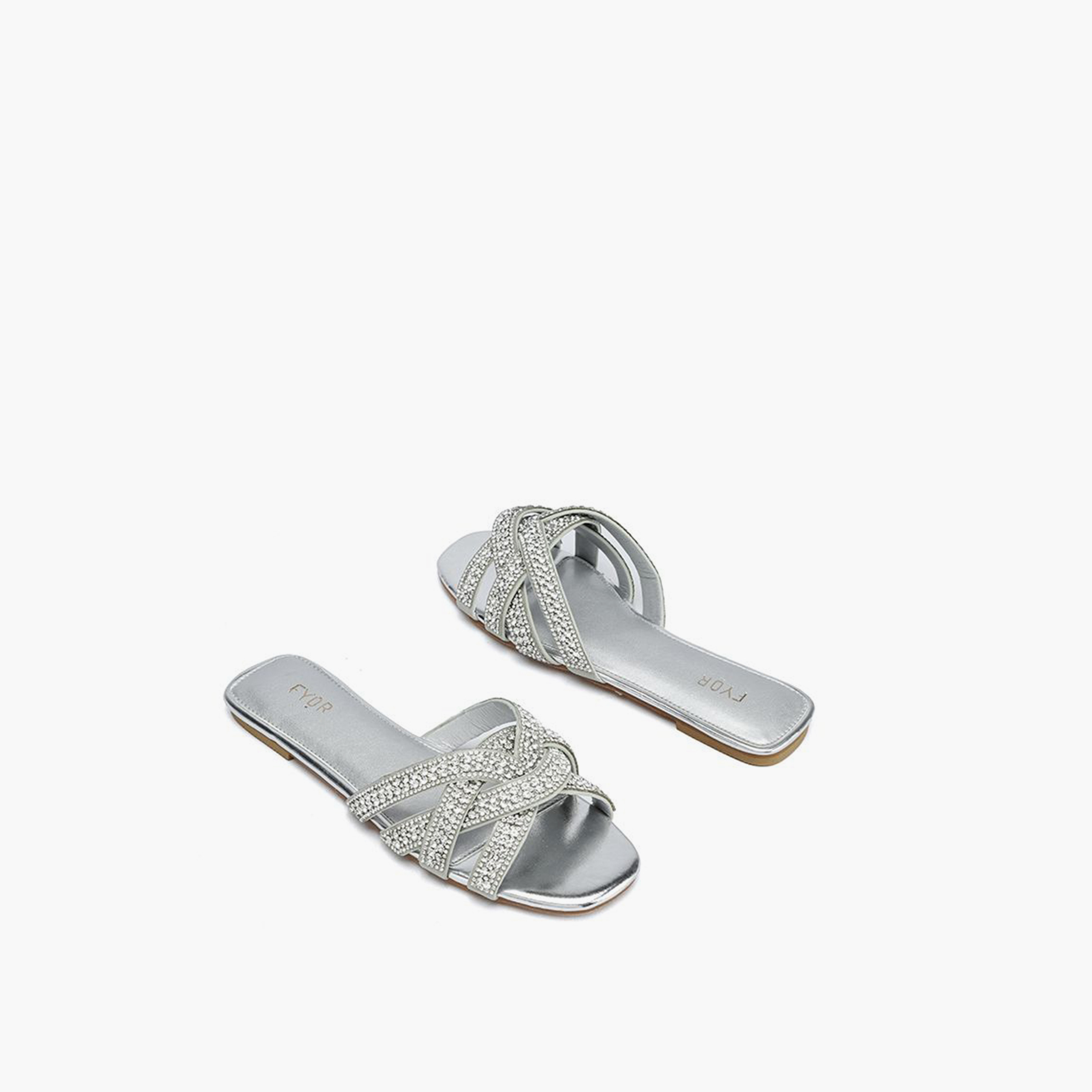 FYOR Slip-On Flat Women Crystal Embellished Sandals | MY 339-women-shoes-sandals-flats-image-3