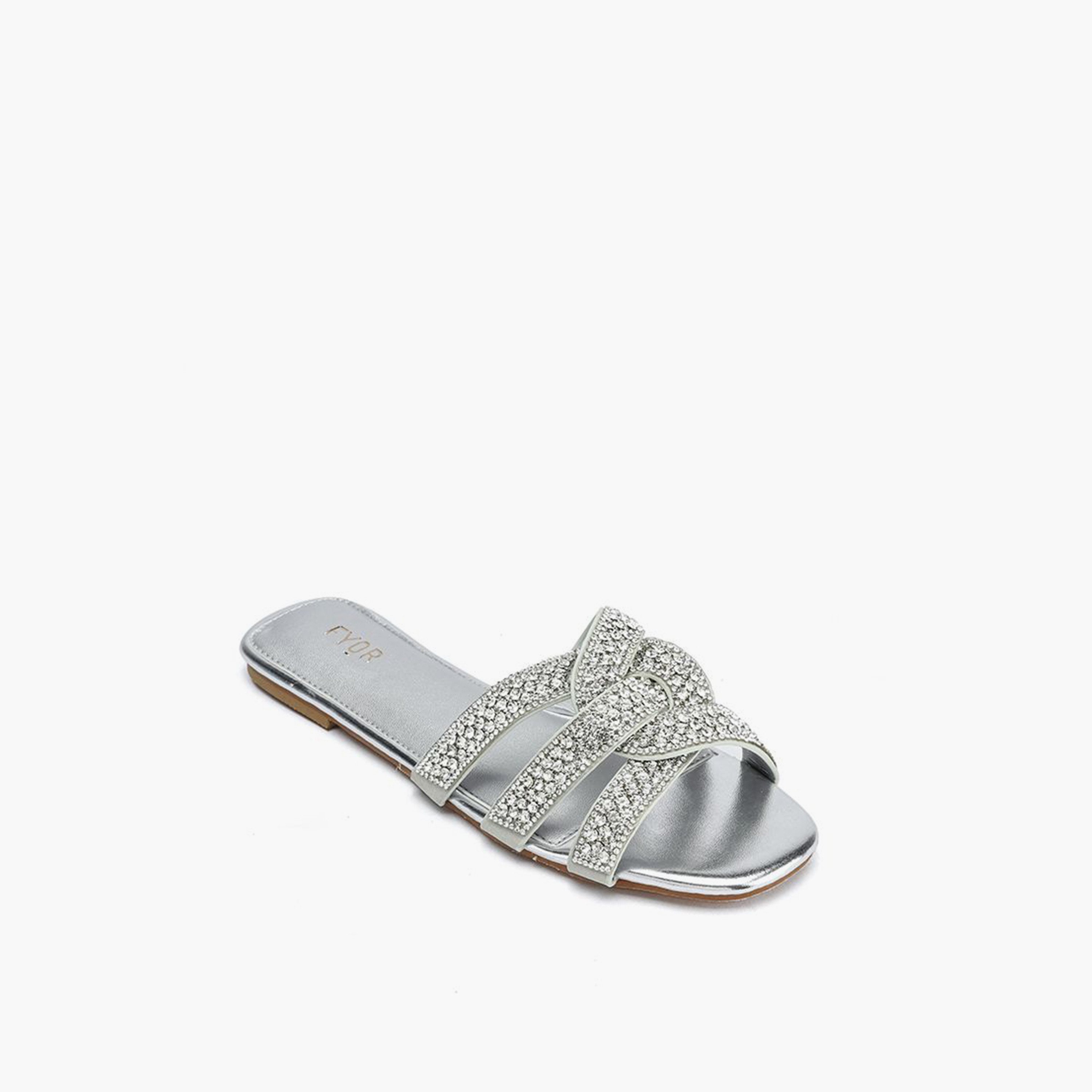 FYOR Slip-On Flat Women Crystal Embellished Sandals | MY 341-women-shoes-sandals-flats-image-2